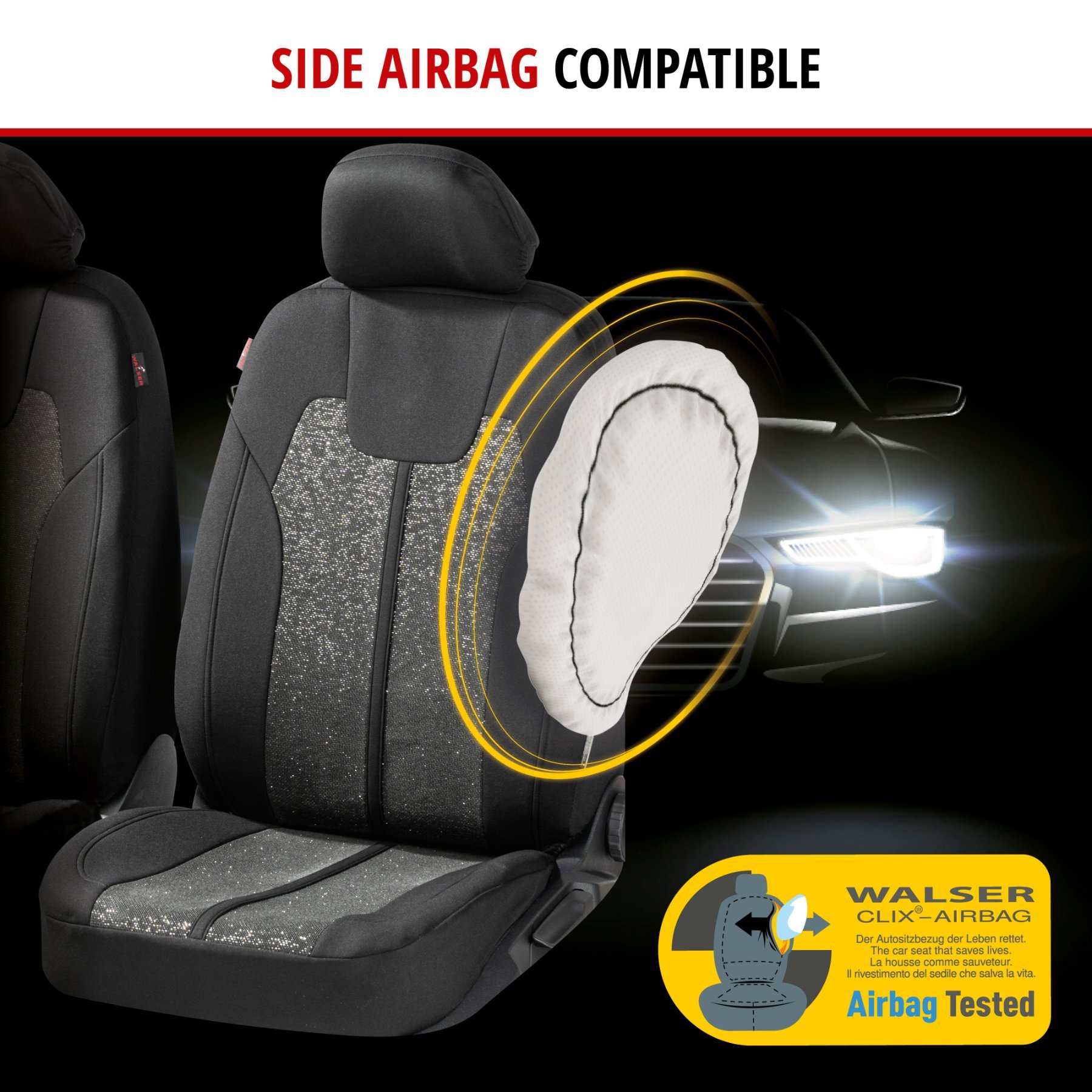 ZIPP IT Car seat covers Corso for two front seats with zip-system black/silver