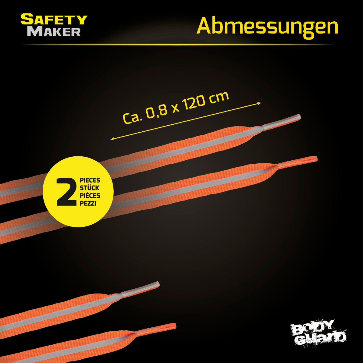 Schnürsenkel, Schuhsenkel mit reflektierenden Streifen orange