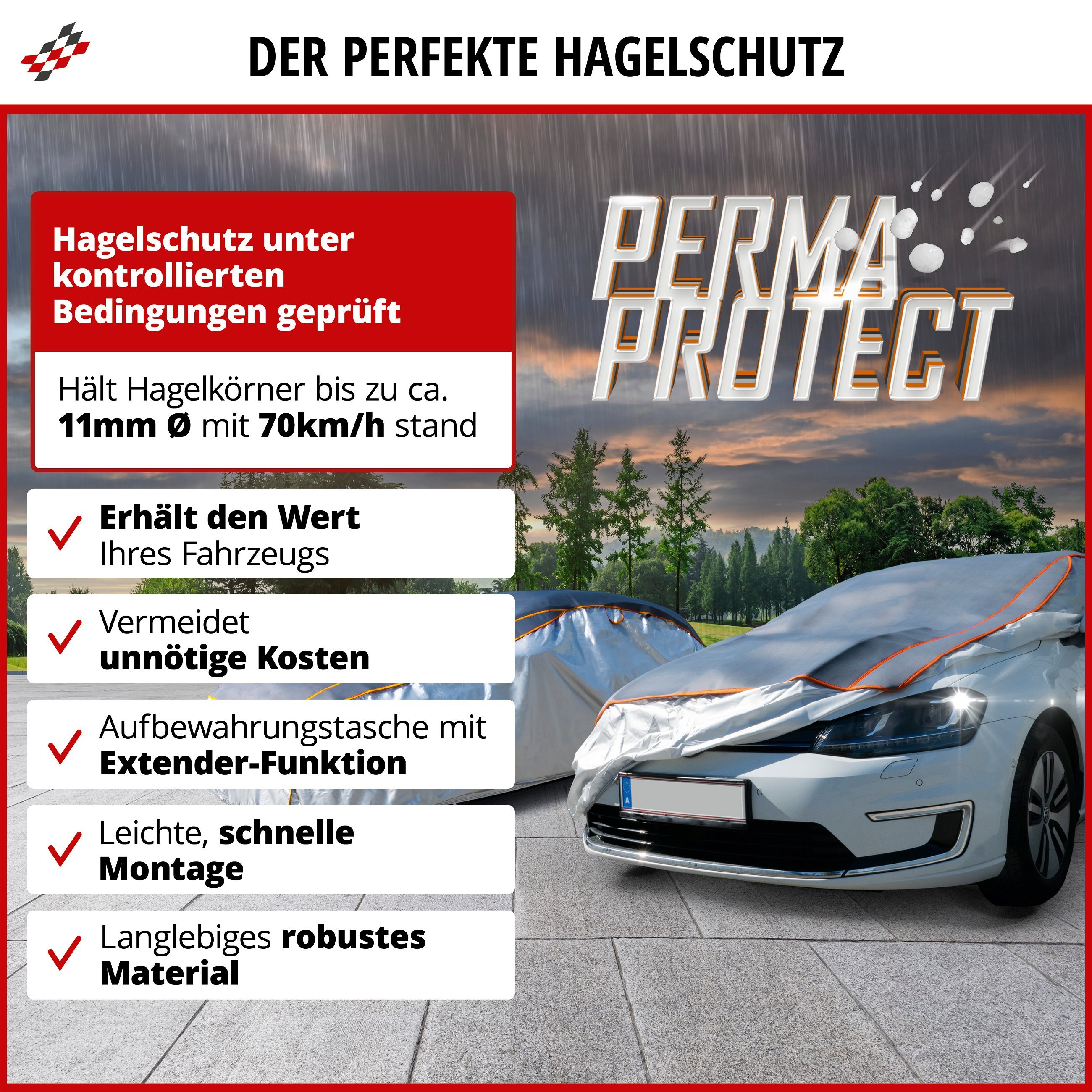 PKW Hagelschutzplane Perma Protect, Hagelschutzgarage Größe S