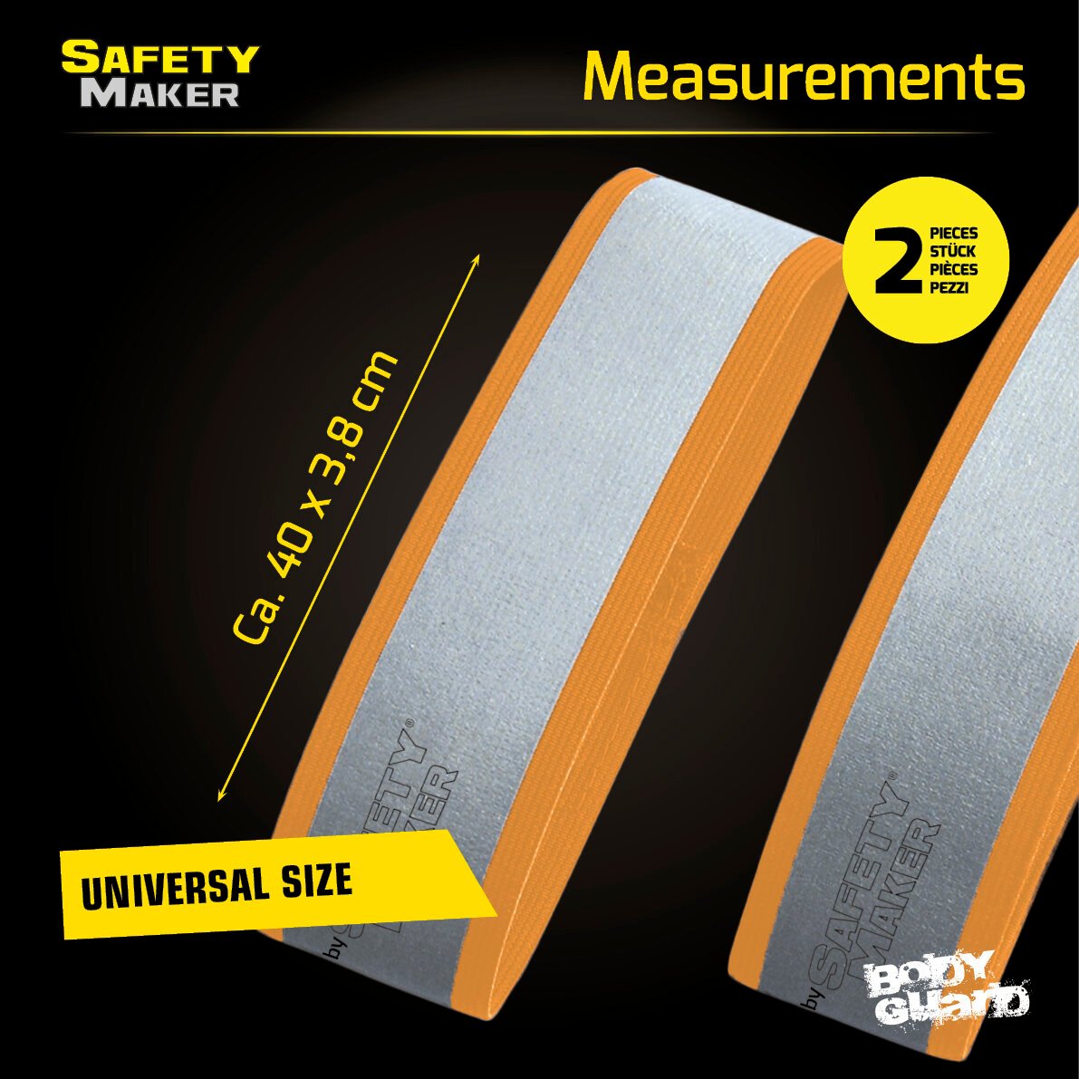 reflector band in silver / orange - 1 pair
