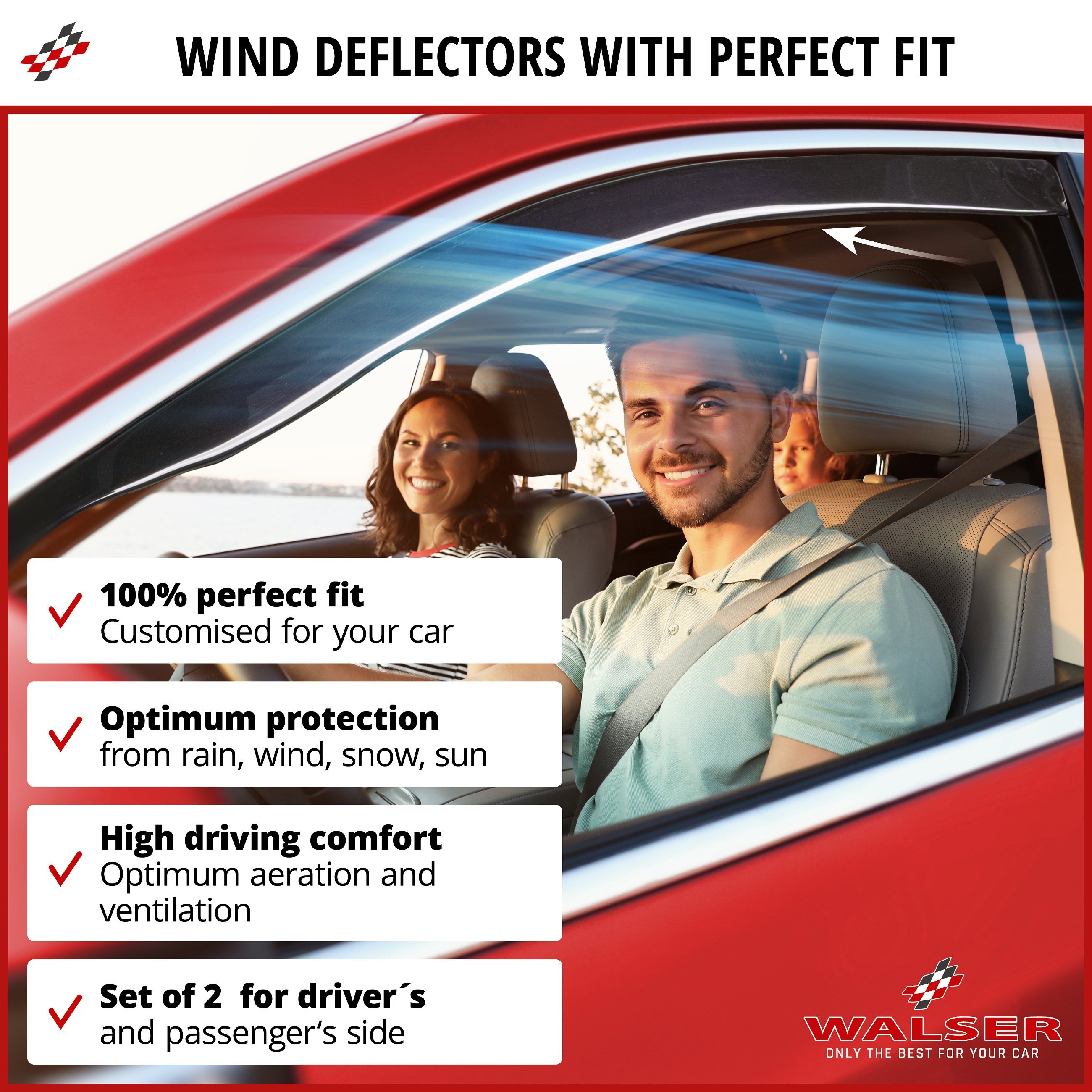 Wind deflectors for Porsche Cayenne 09/2002-12/2010, VW Touareg 10/2002-01/2013