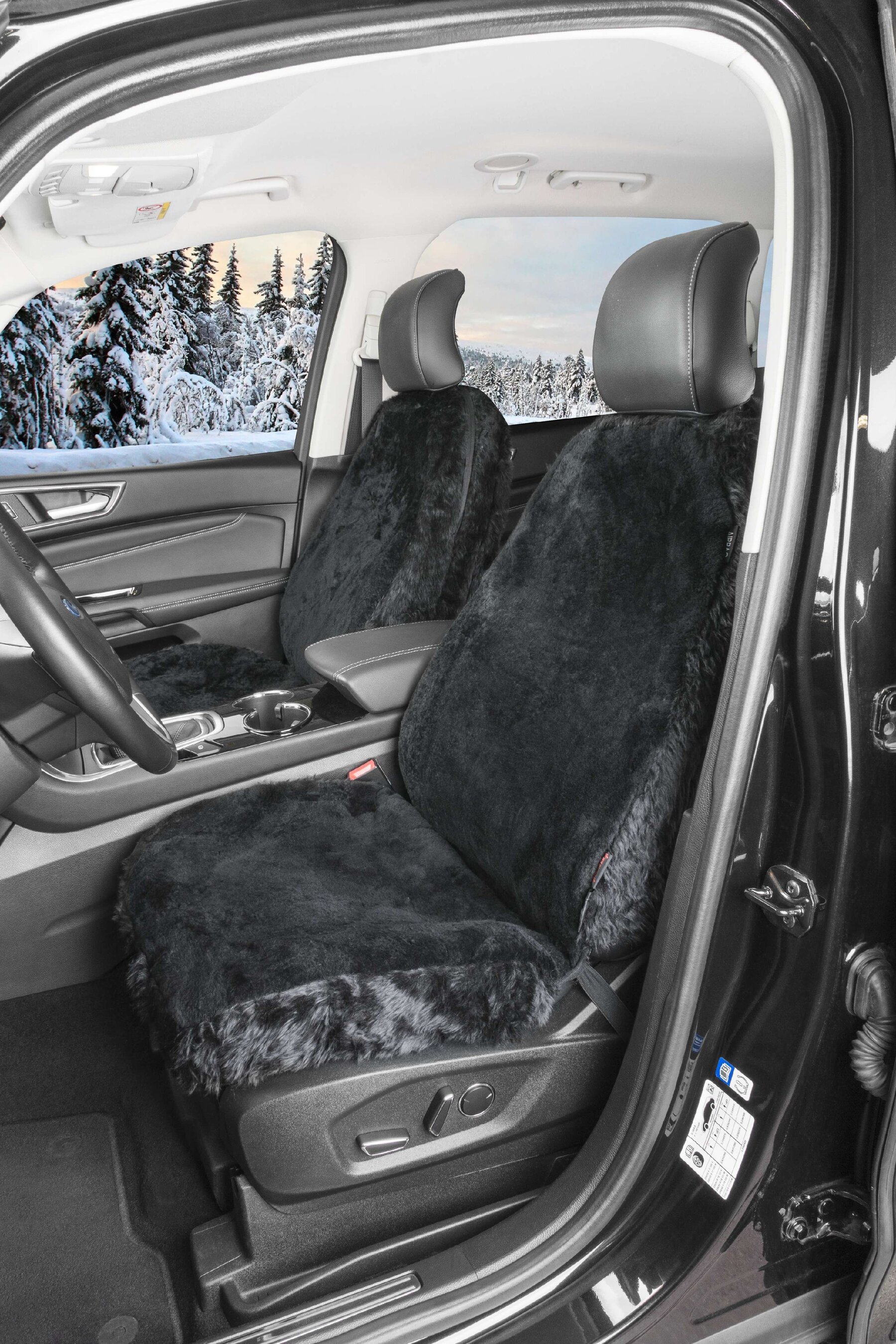 Car Seat cover Nineve made of lambskin black with ZIPP IT system