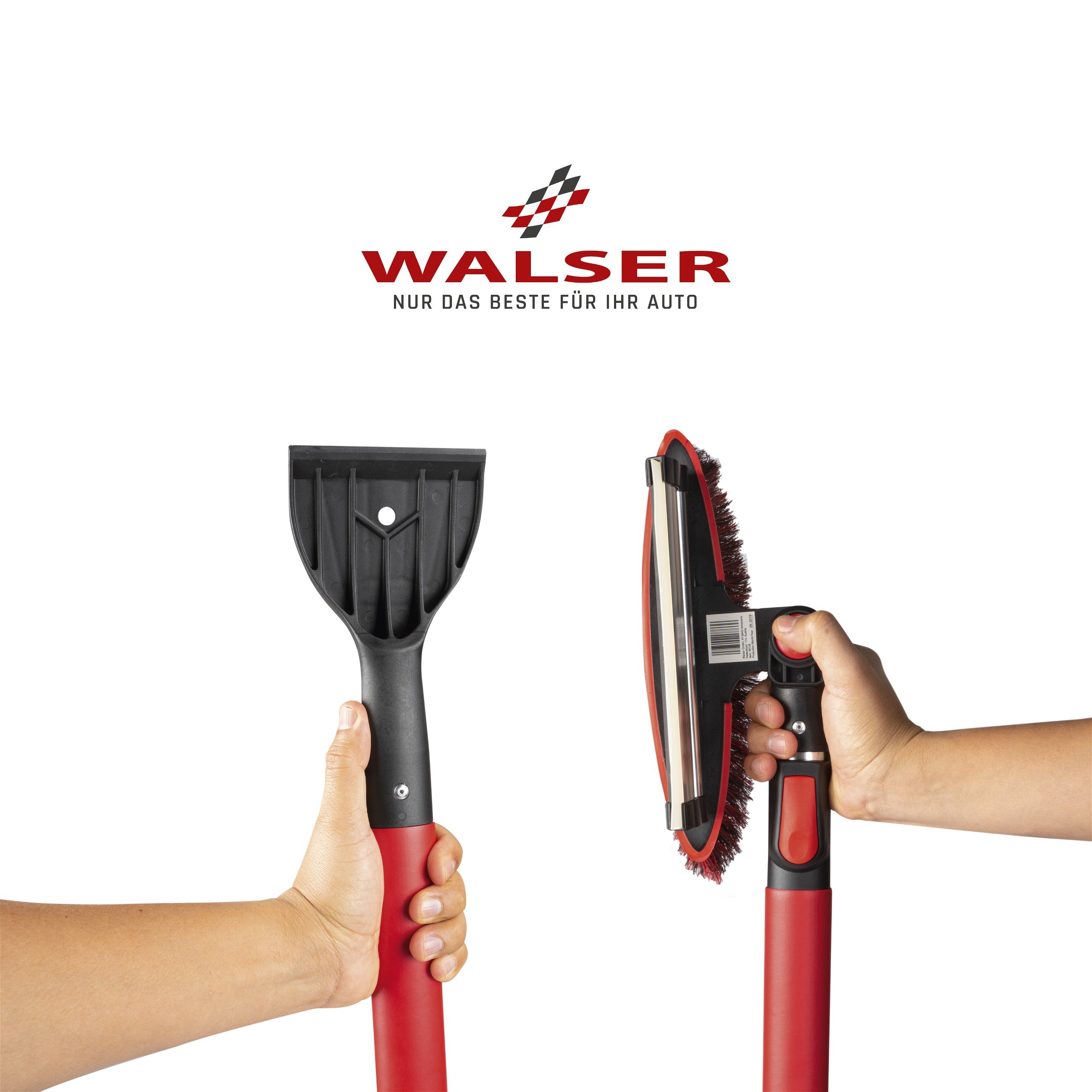 Schneebesen mit Eiskratzer, Auto-Eisschaber teleskopierbar 92-132 cm rot/schwarz