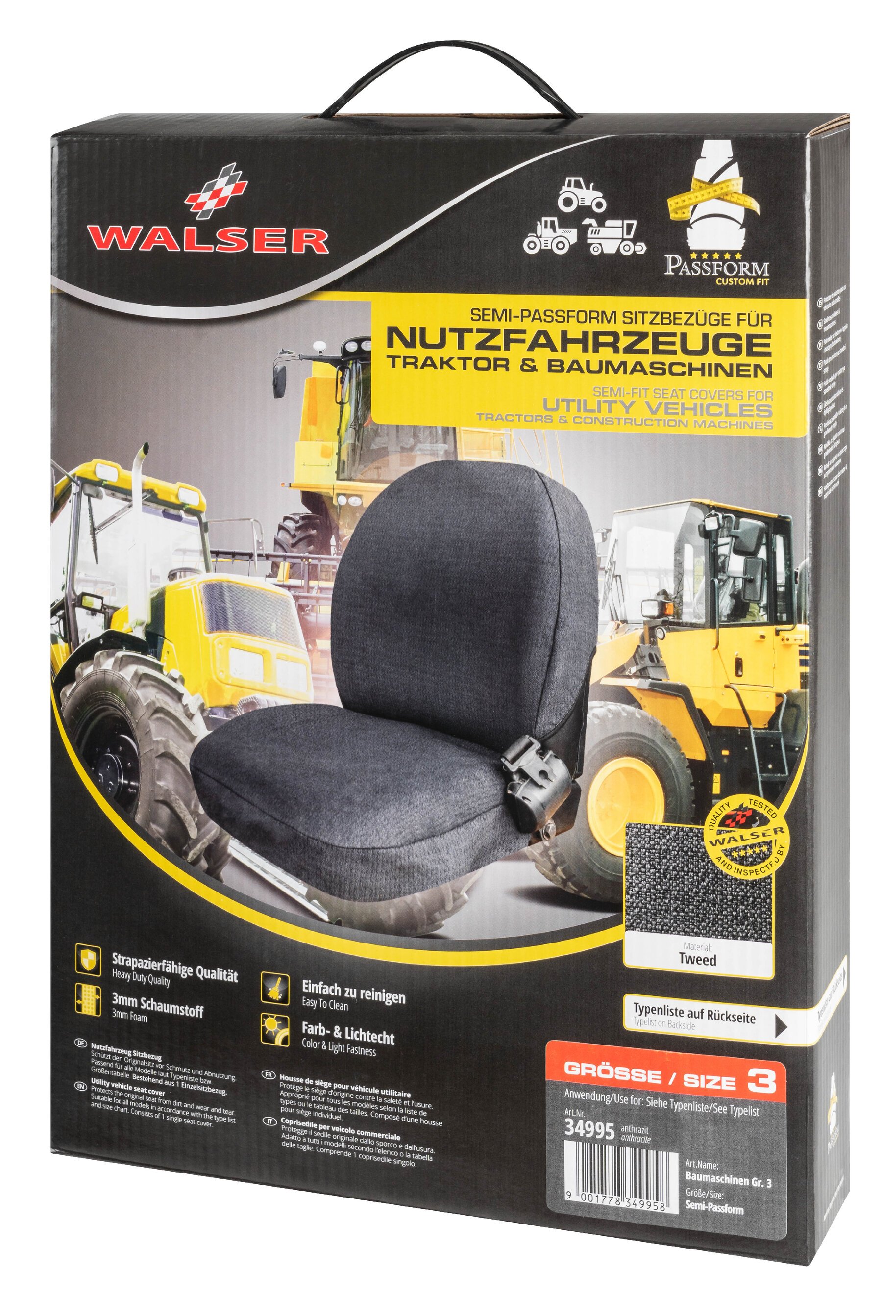 Semi-pasvorm-stoelhoes voor tractoren en bouwmachines - maat 3