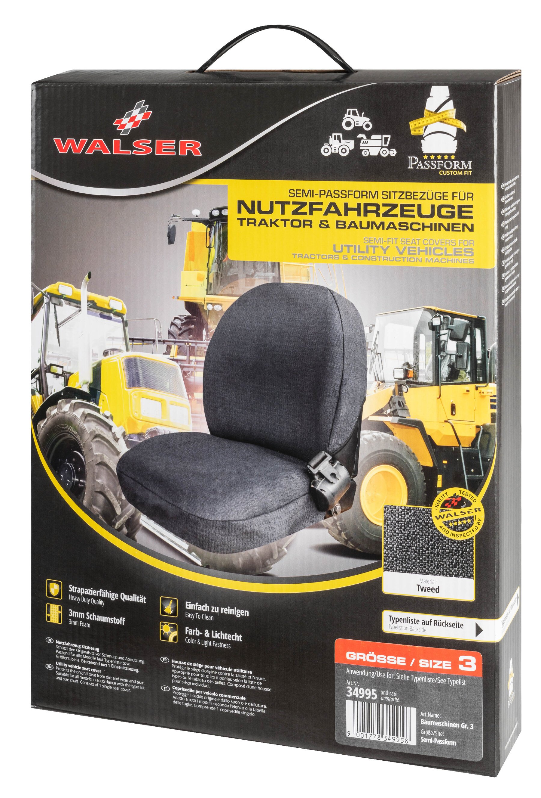Housse de siège machines de chantier, taille 3