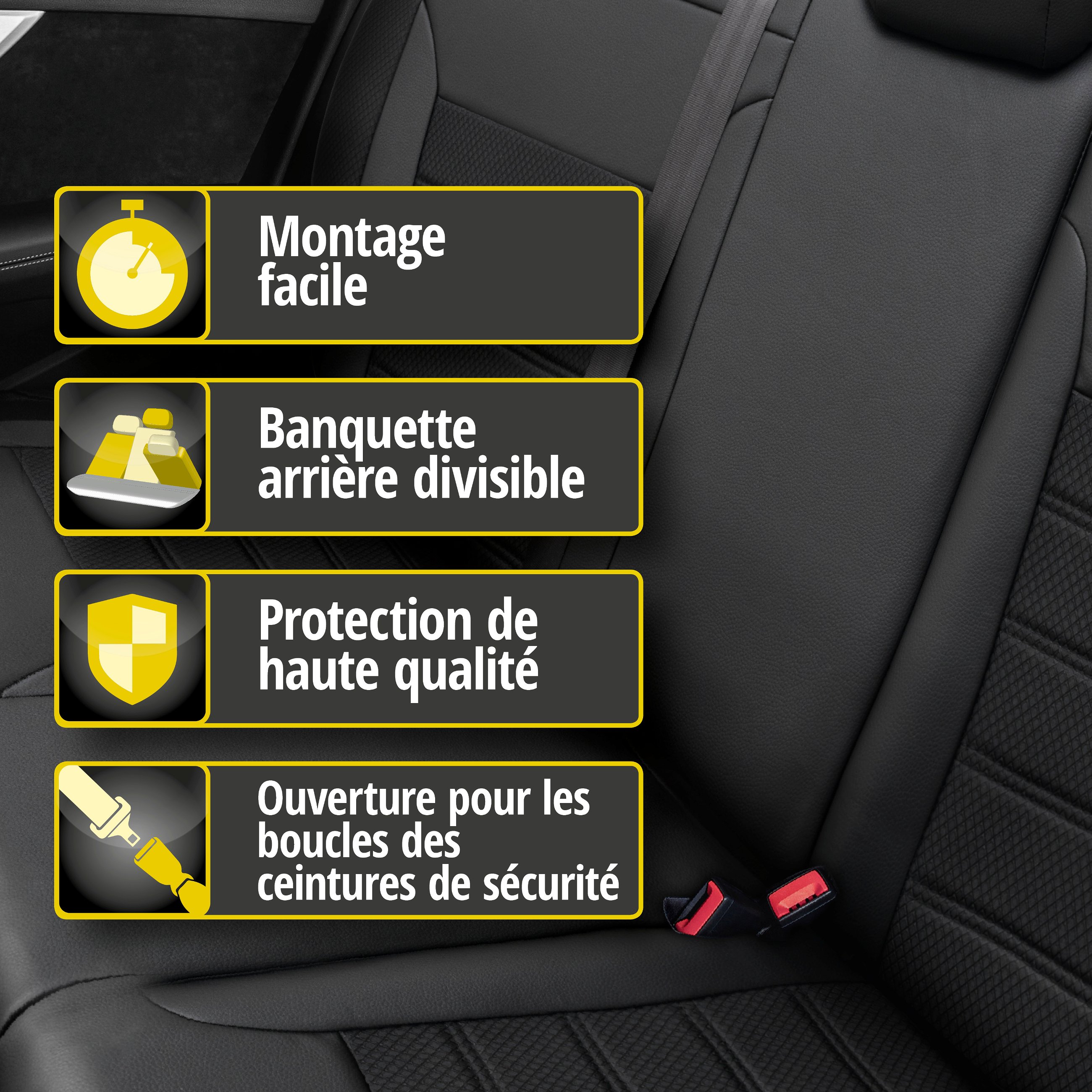 Housse de siège Aversa pour Toyota Yaris (P9) 01/2005-12/2014, 1 housse de siège arrière pour sièges normaux