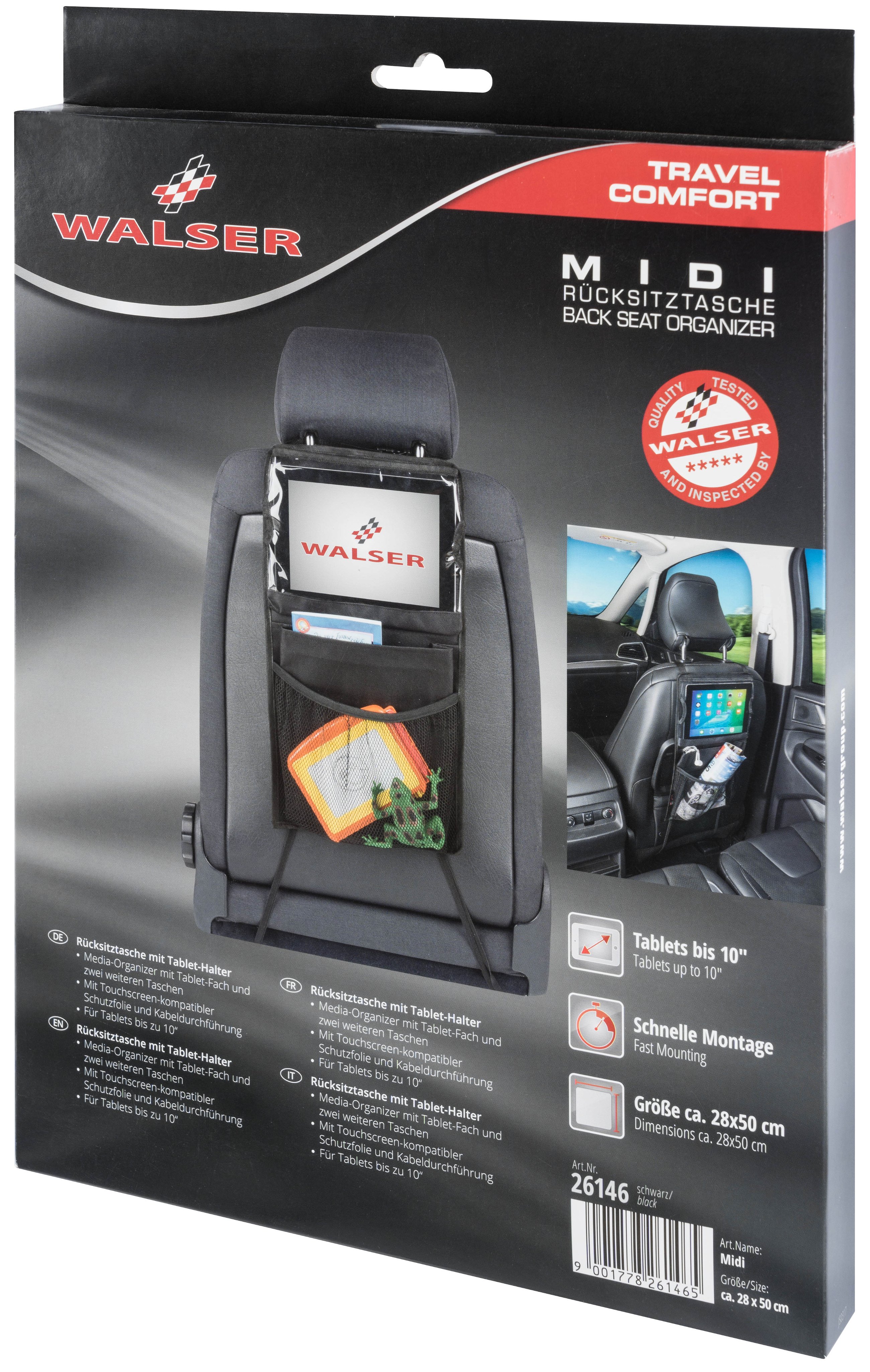 Rear seat bag Midi with tablet holder black
