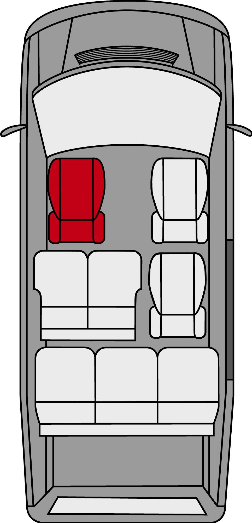 Transporter Coprisedili in tessuto per Mercedes Classe V 447, sedile singolo bracciolo conducente interno