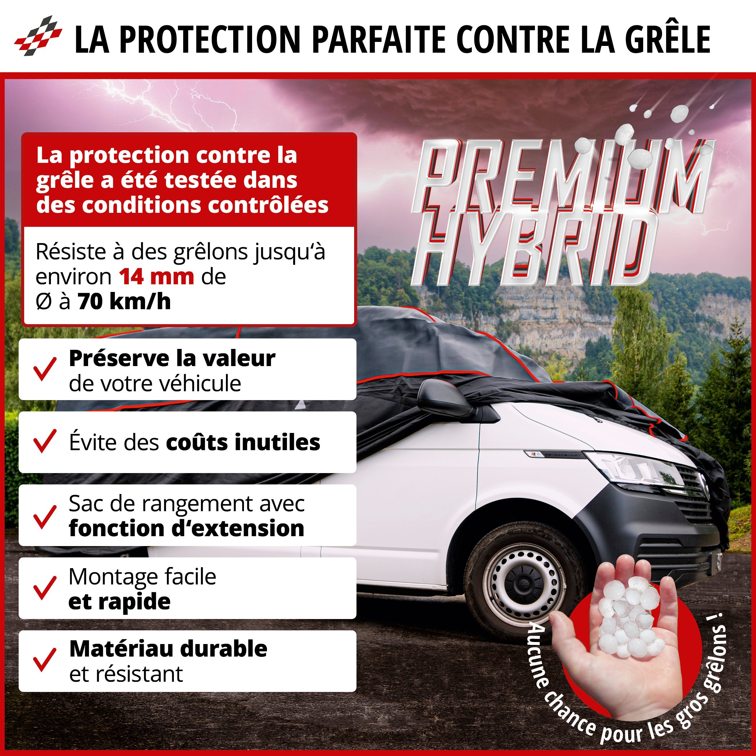 Bâche de Bus anti-grêle Premium Hybrid taille L