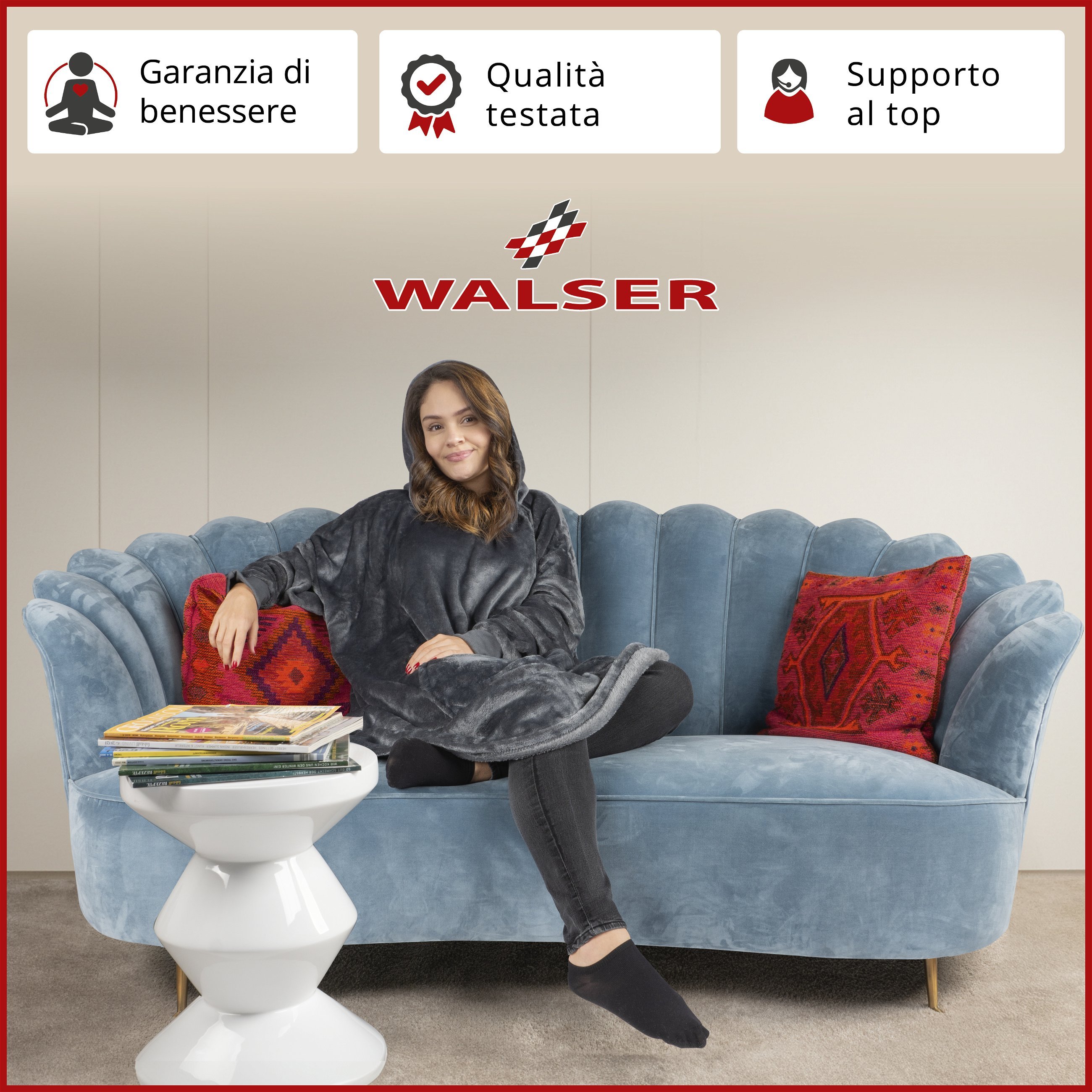 Maglione Snuggle, coperta con cappuccio Snuggle, felpa con cappuccio oversize donna, felpa con cappuccio uomo, felpa con cappuccio 104x102 cm rosso granato
