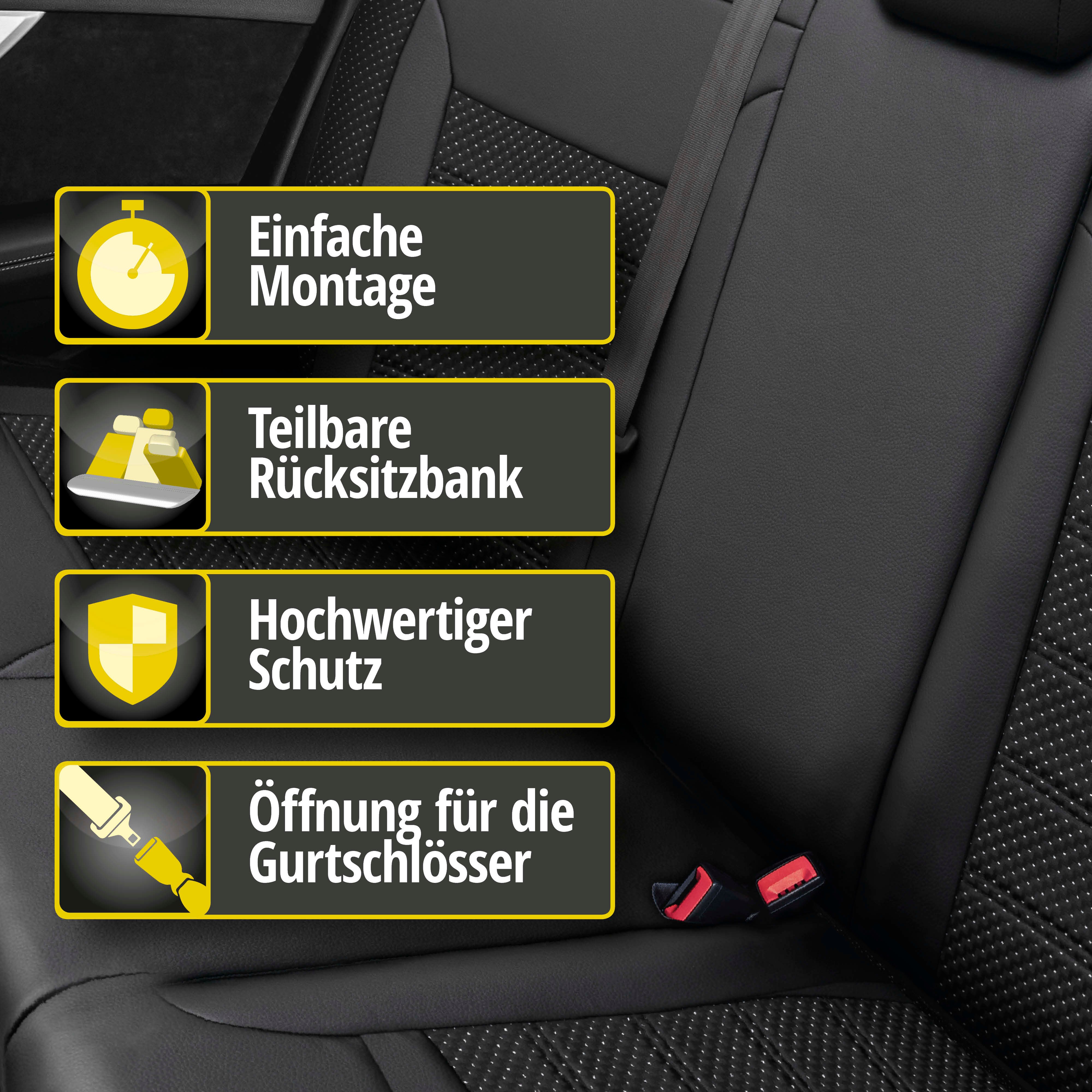 Passform Sitzbezug Torino für Audi A3 2012-Heute, 1 Rücksitzbankbezug für Sportsitze