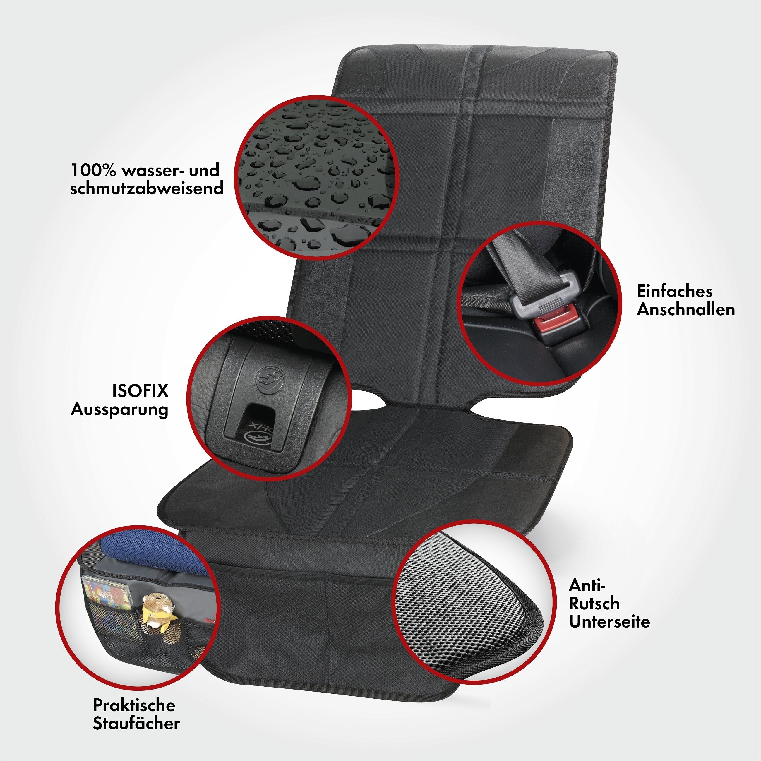 Kindersitzunterlage George Premium XL, Auto-Schutzunterlage, Sitzschoner Kindersitz schwarz
