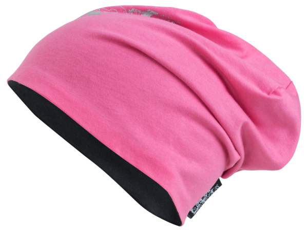 Wende Beanie, Mütze, Sportmütze mit reflektierendem Druck pink-silber