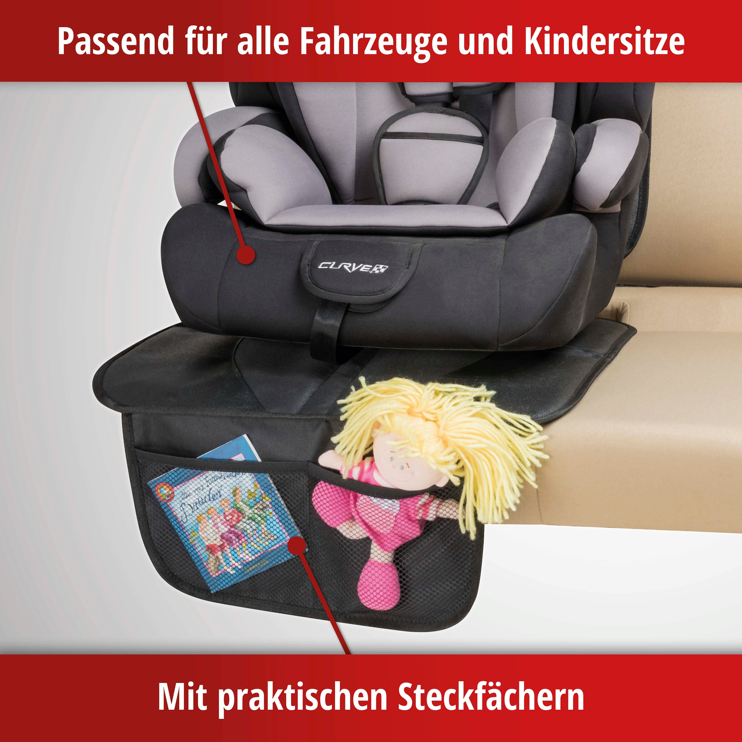 Kindersitzunterlage George Premium XL, Auto-Schutzunterlage, Sitzschoner Kindersitz schwarz
