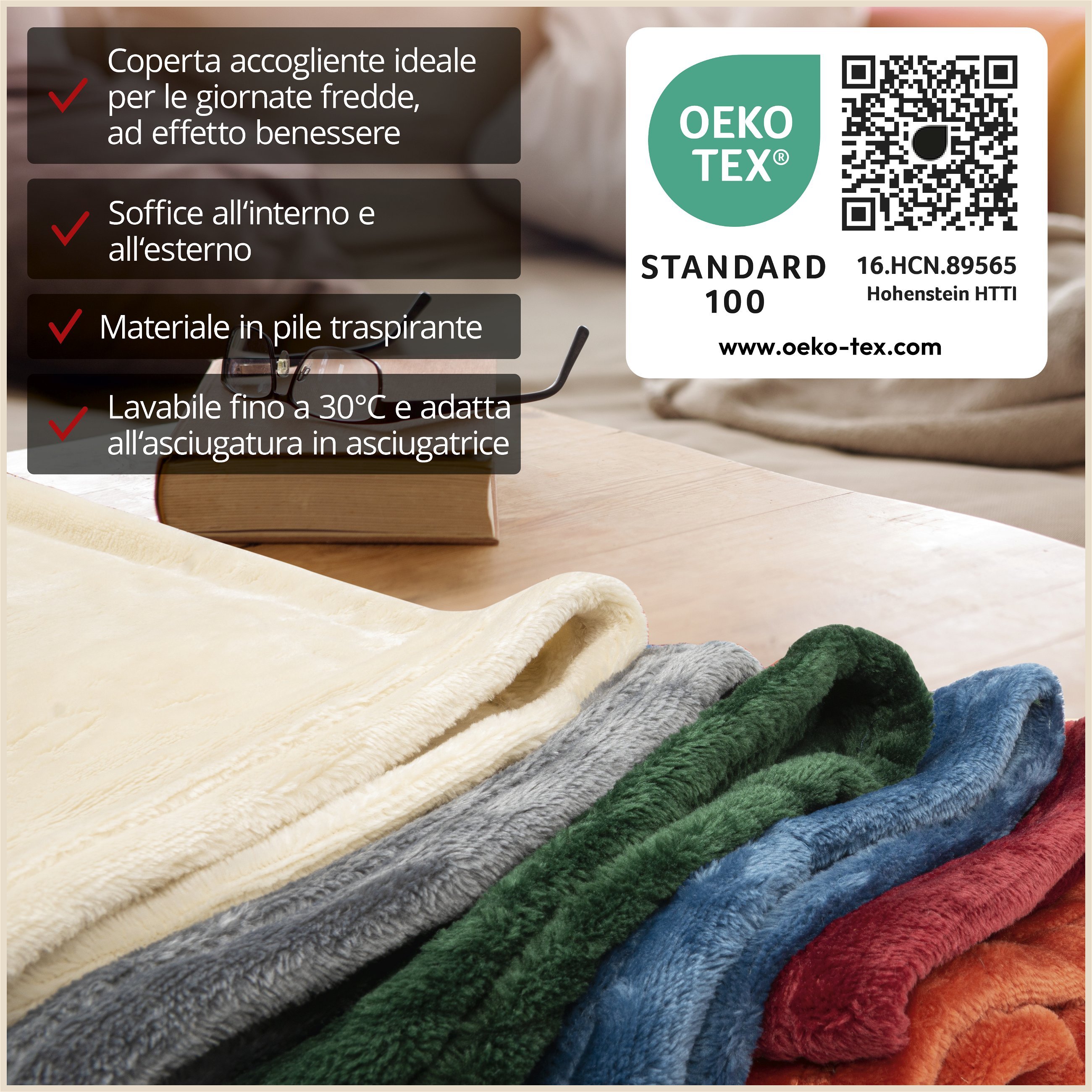 Coperta in pile con maniche XL grigie 170x200cm