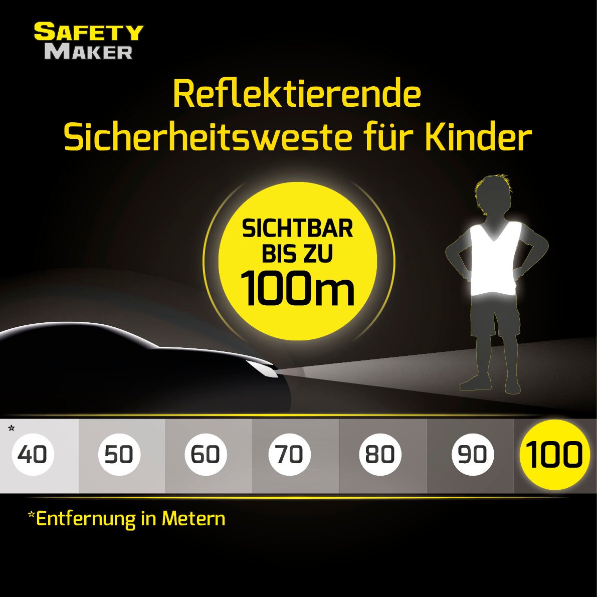 Sicherheitsweste 7-14 Jahre gelb