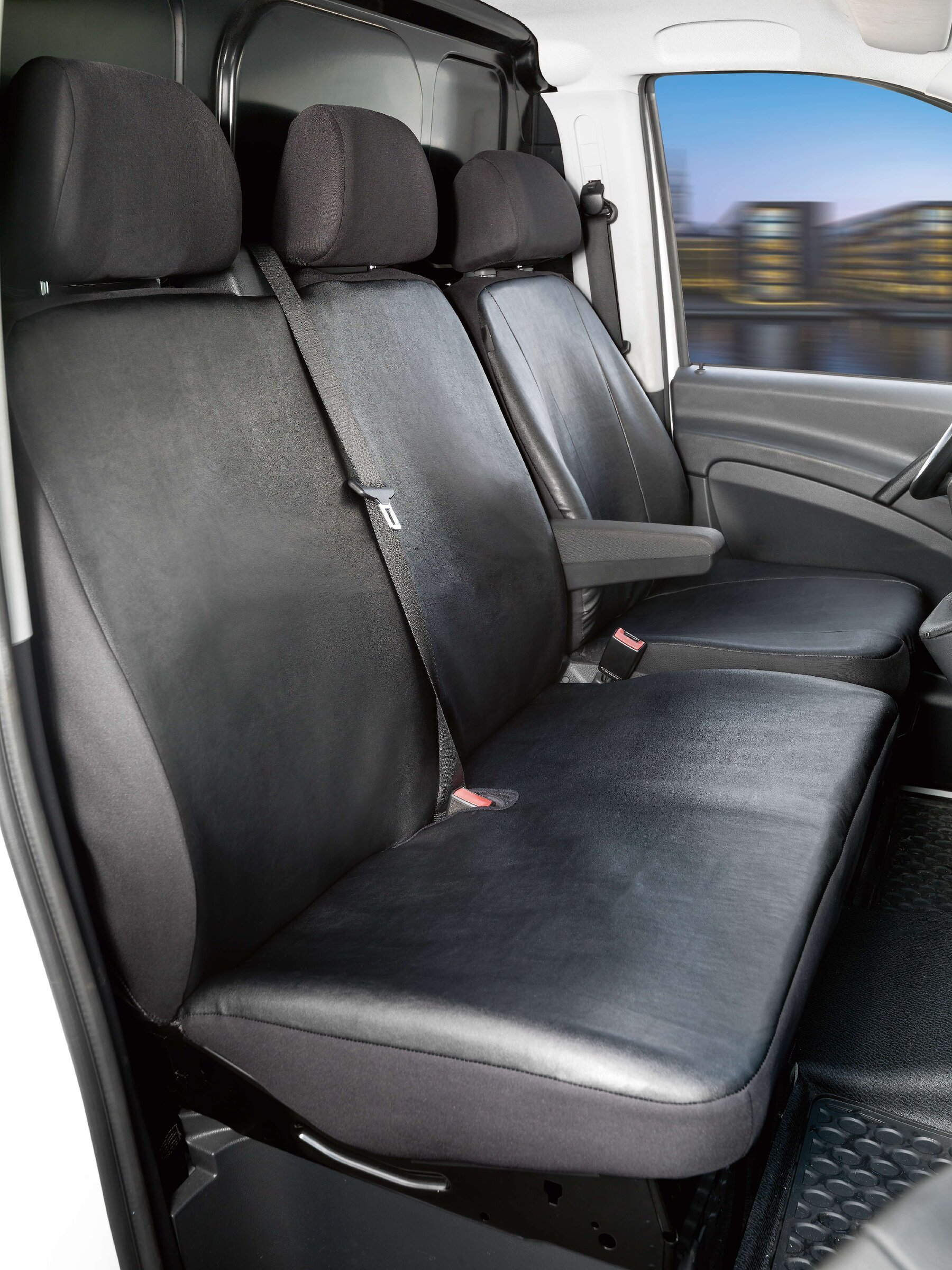 Seat cover made of imitation leather for Mercedes-Benz Viano/Vito, single seat with armrest and double bench