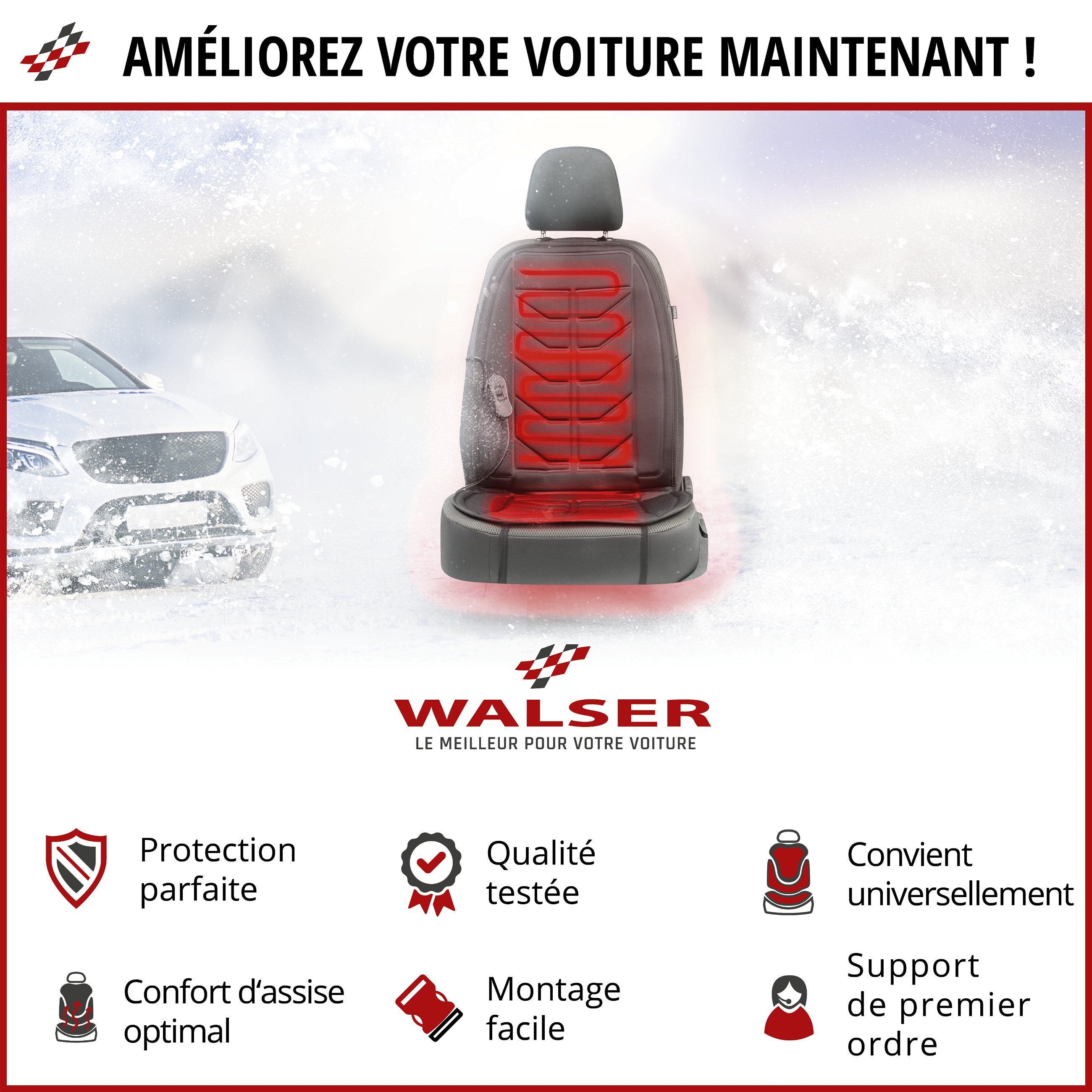 Housse de siège pour voiture Calor, coussin chauffant pour siège de voiture avec prise 12 Volt