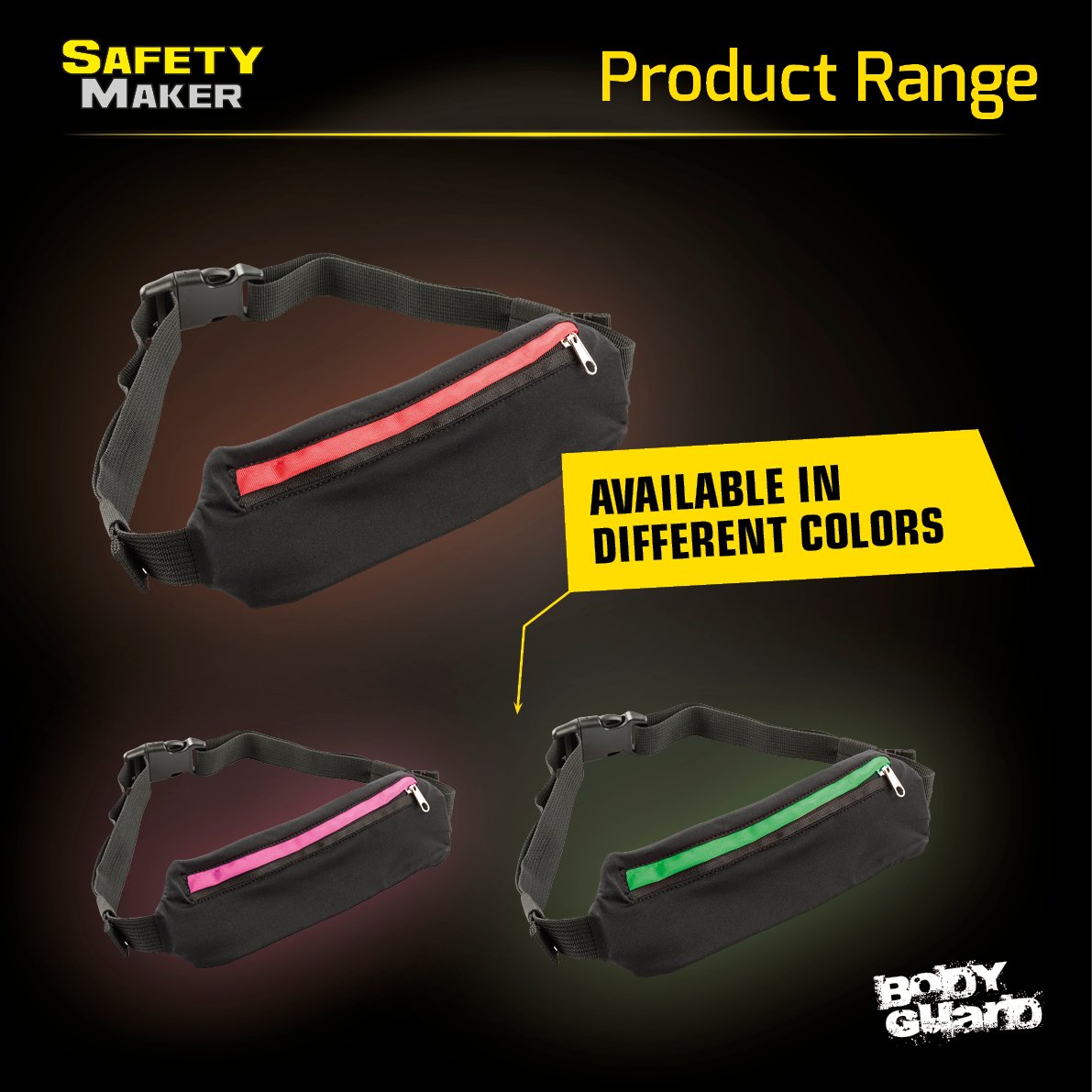 LED belt pouch black red
