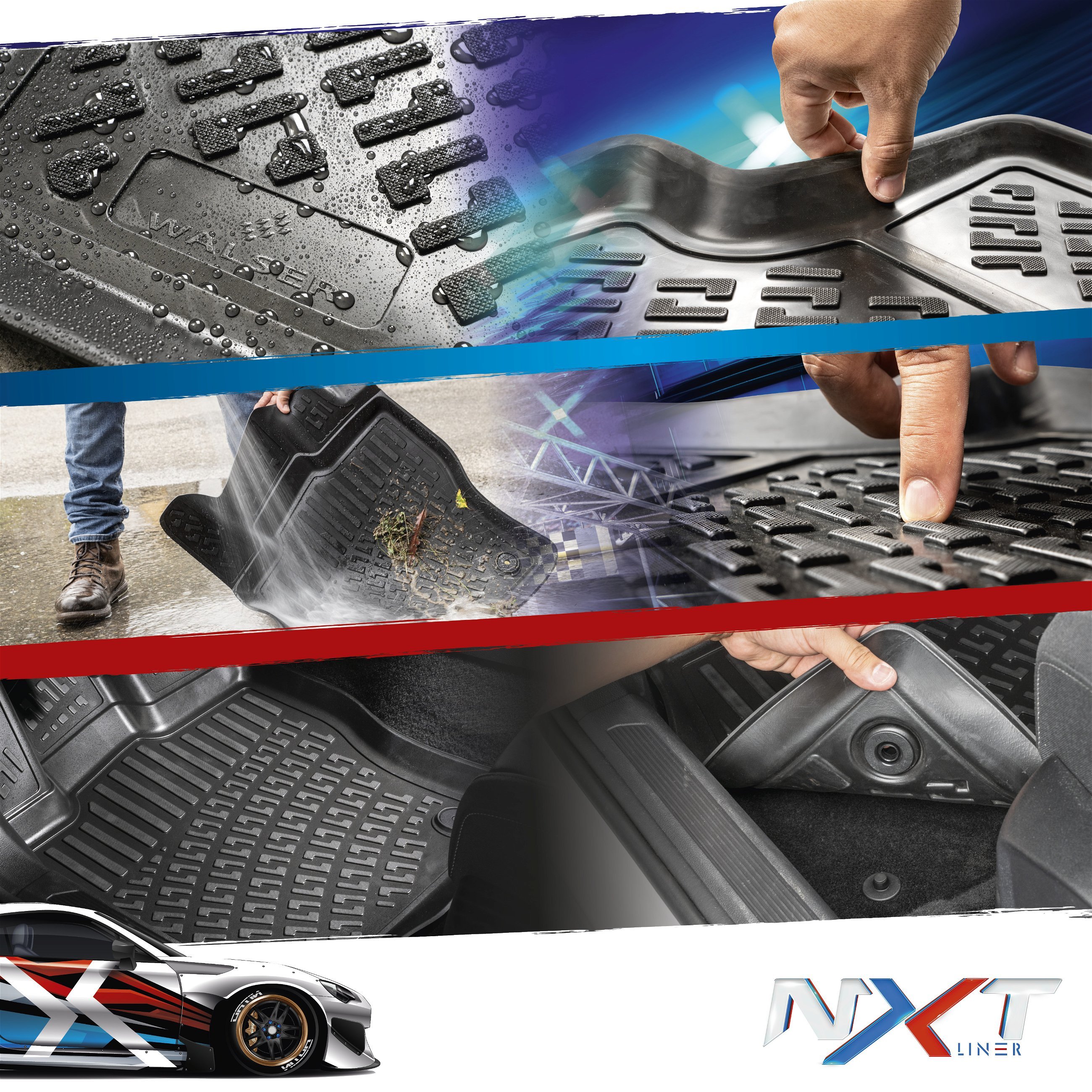 Rubberen Voetmatten NXT geschikt voor Audi A6 C7 11/2010-09/2018, A6 C7 Avant 05/2011-09/2018, A6 Allroad C7 01/2012-09/2018