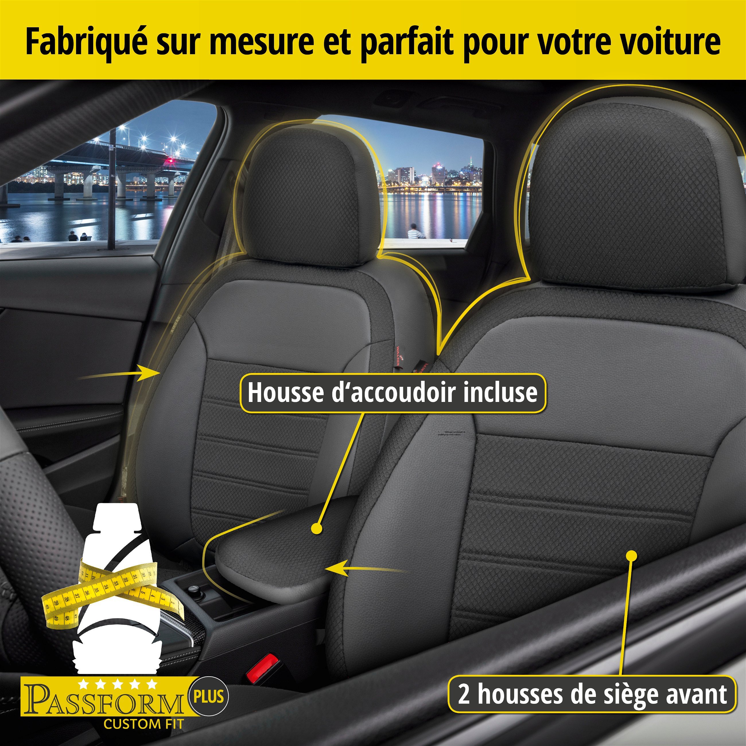 Housse de siège Aversa pour Seat Ateca 04/2016-auj., 2 housses de siège individuelles pour les sièges de sport