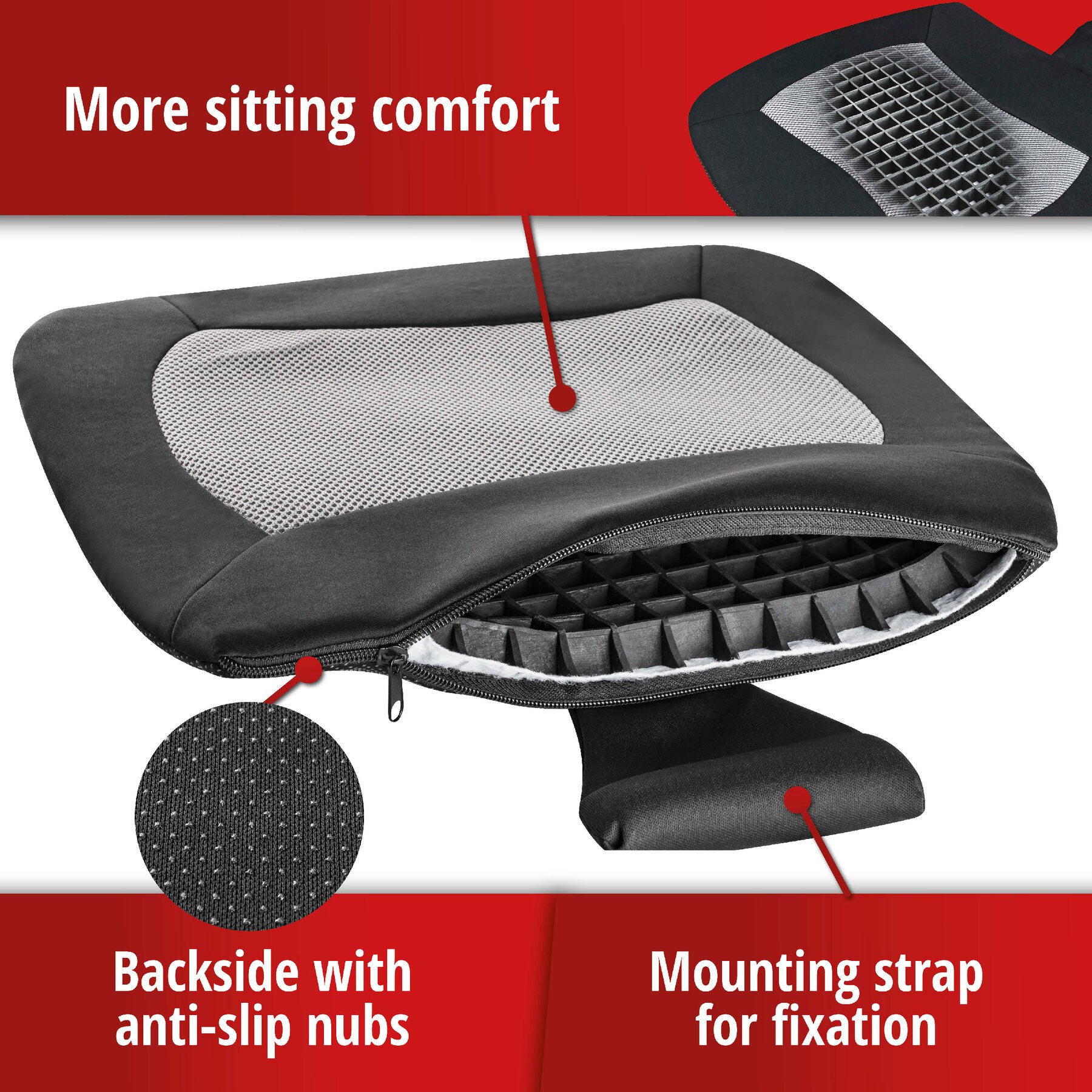 Seat cushion Cool Touch black-grey