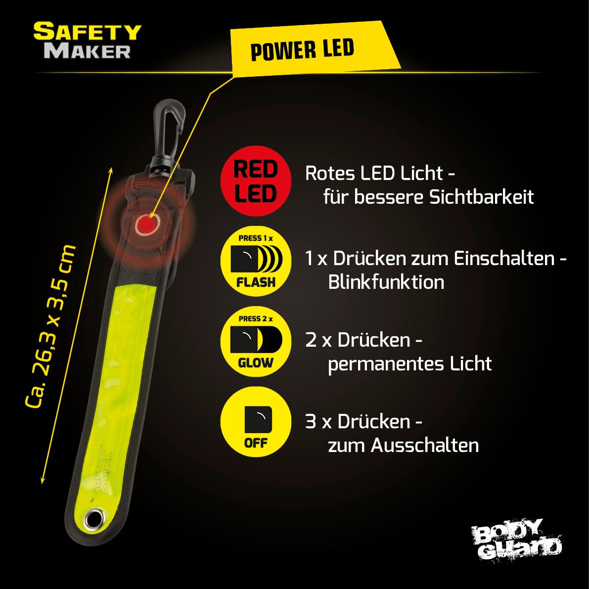 Twinkle LED Anhänger, Sicherheitsclip, Blinklicht gelb