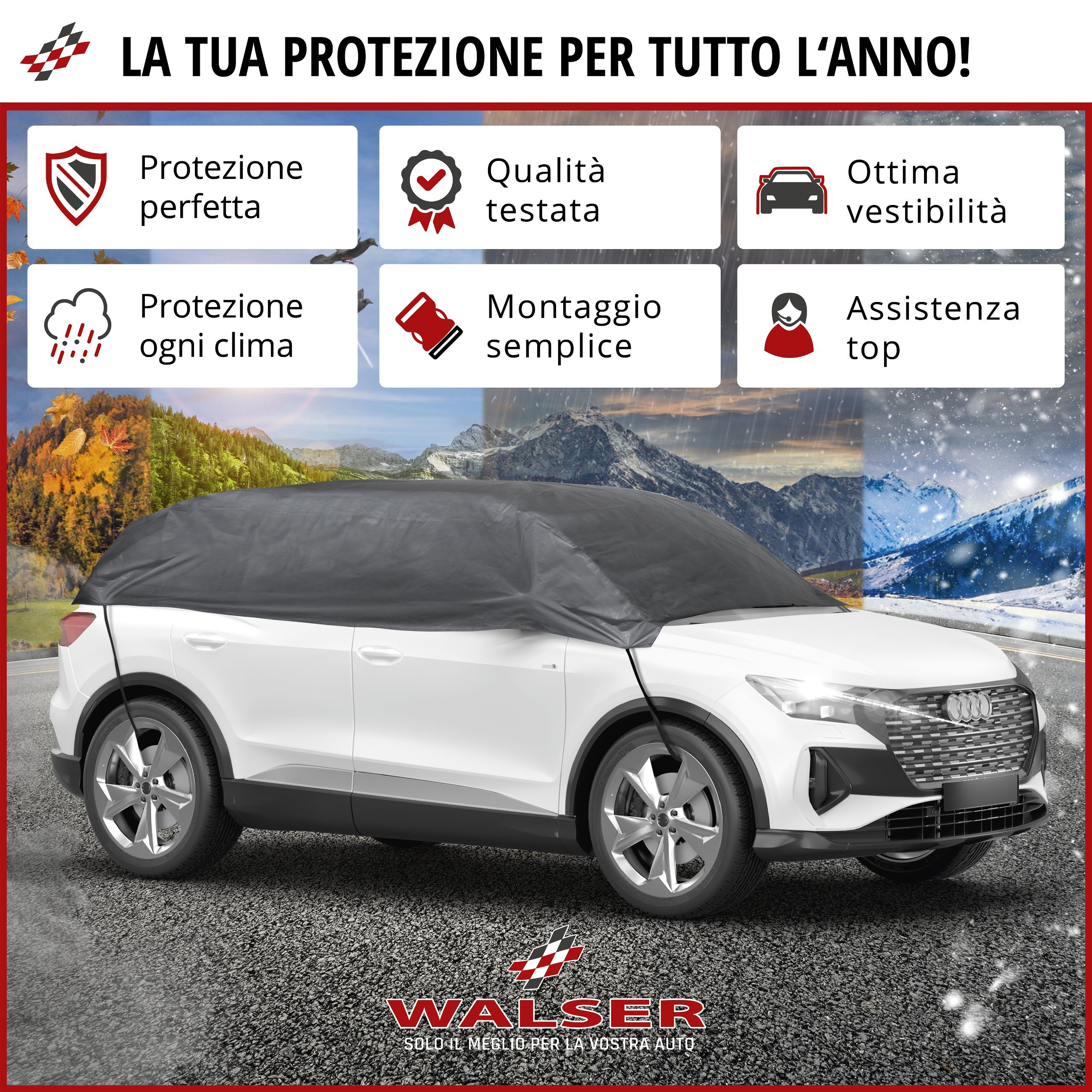Telone per auto All Weather Basic, telone auto mezzo garage misura M grigio
