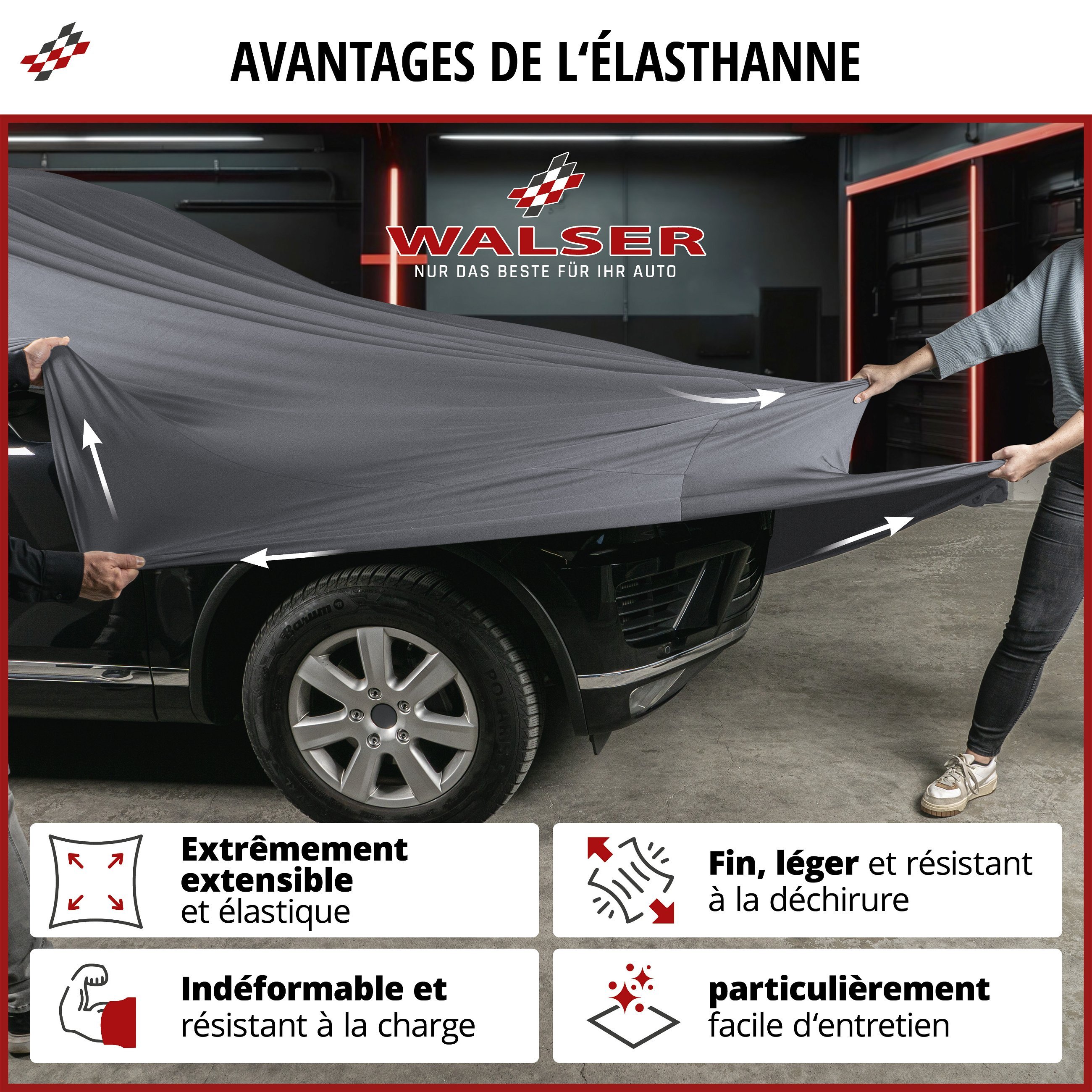 Bâche pour voiture Indoor Stretch Plus SUV taille M anthracite