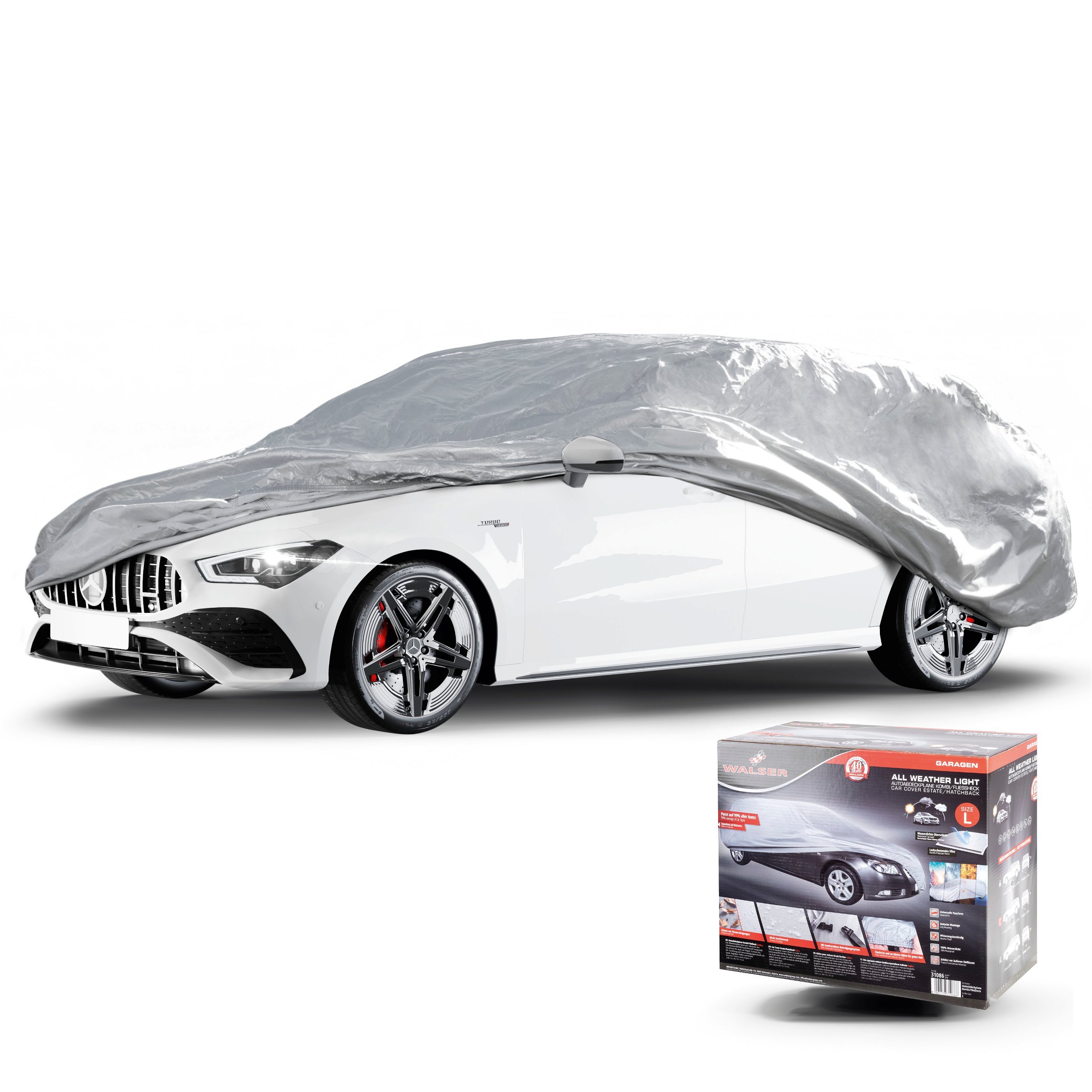 Car tarpaulin All Weather Light Kombi Full garage size L light grey