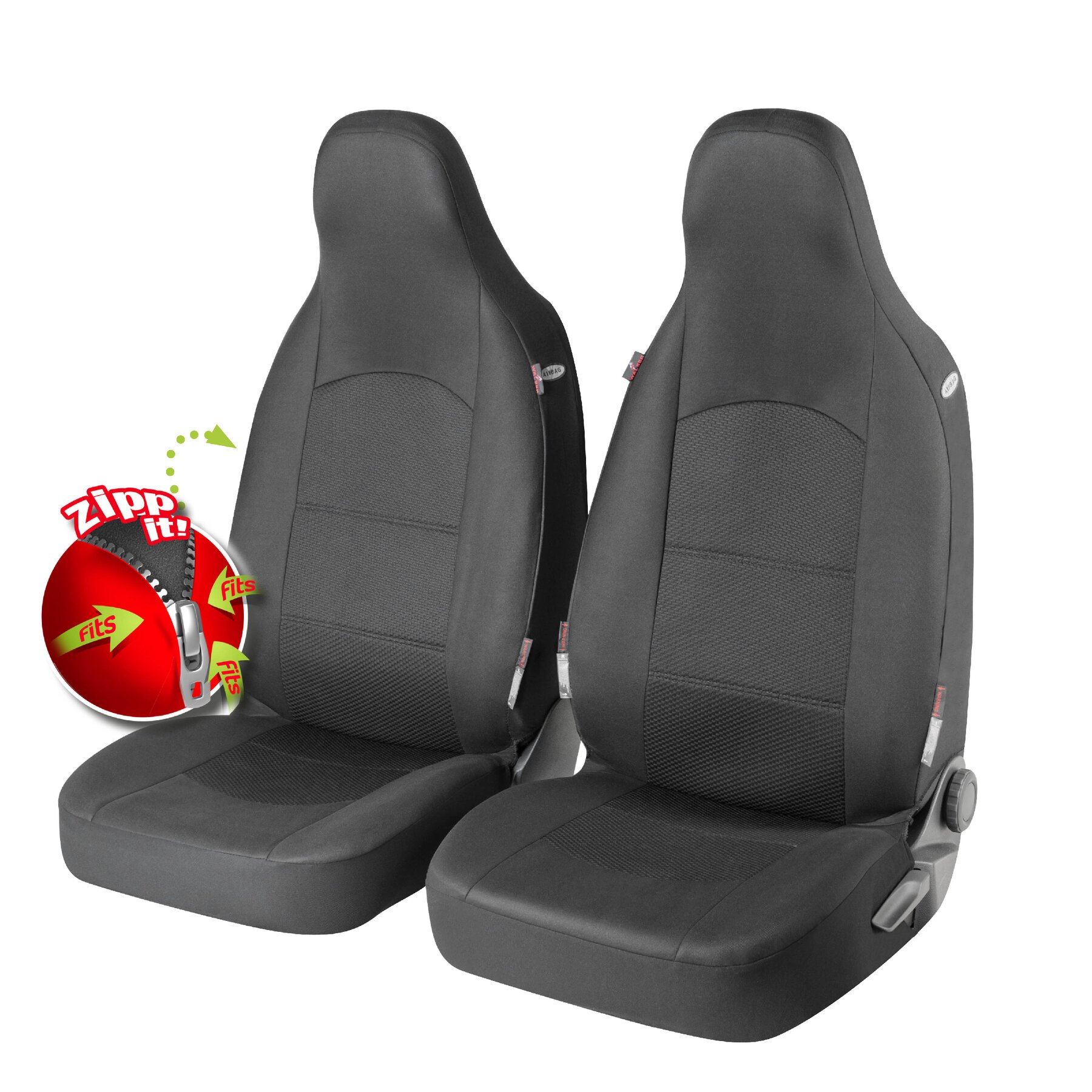 Auto stoelbeschermer Derby met Zipper ZIPP-IT Premium Autostoelhoes Highbacksitze, 2 stoelbeschermer voor voorstoel zwart