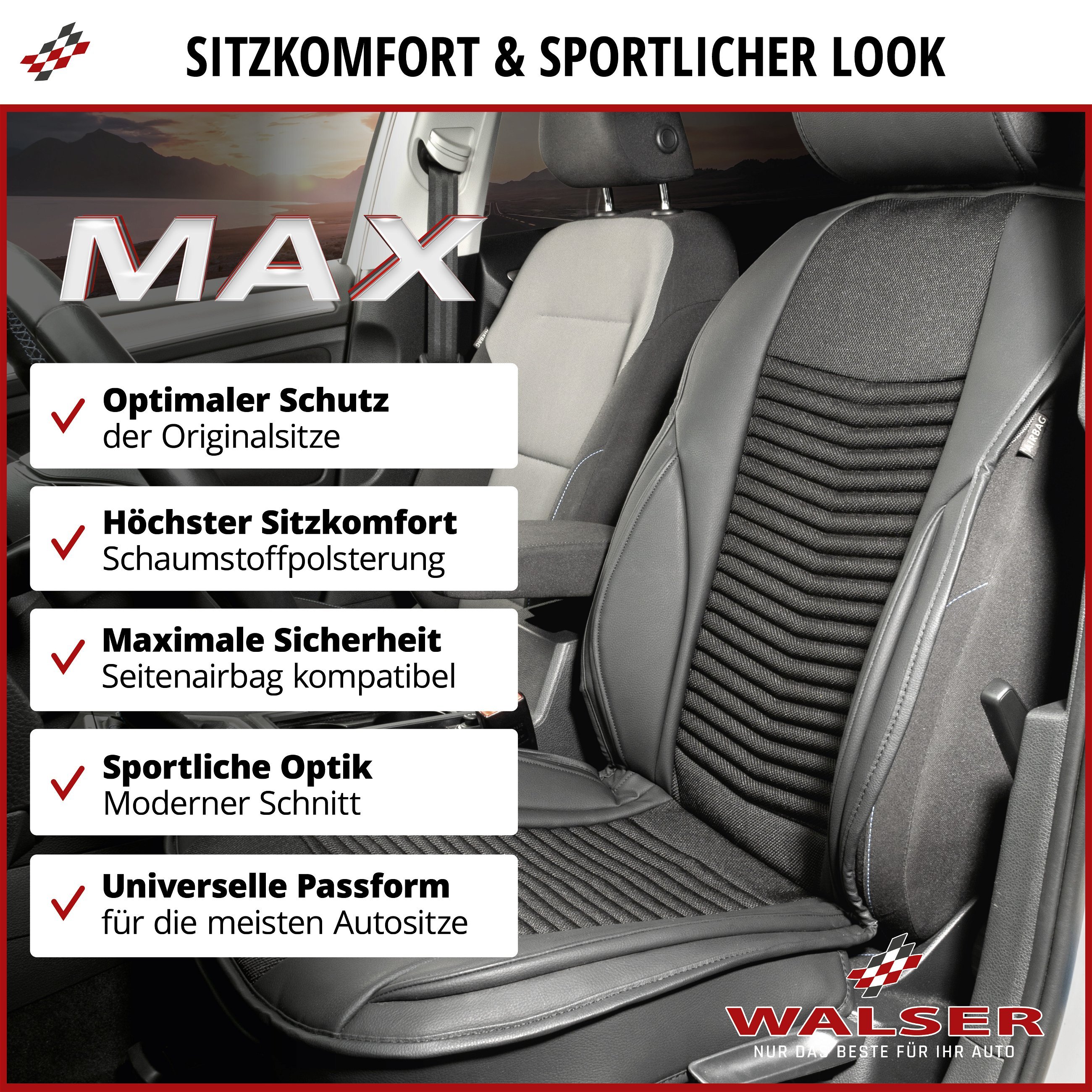 PKW Sitzauflage Max, Auto-Sitzaufleger schwarz