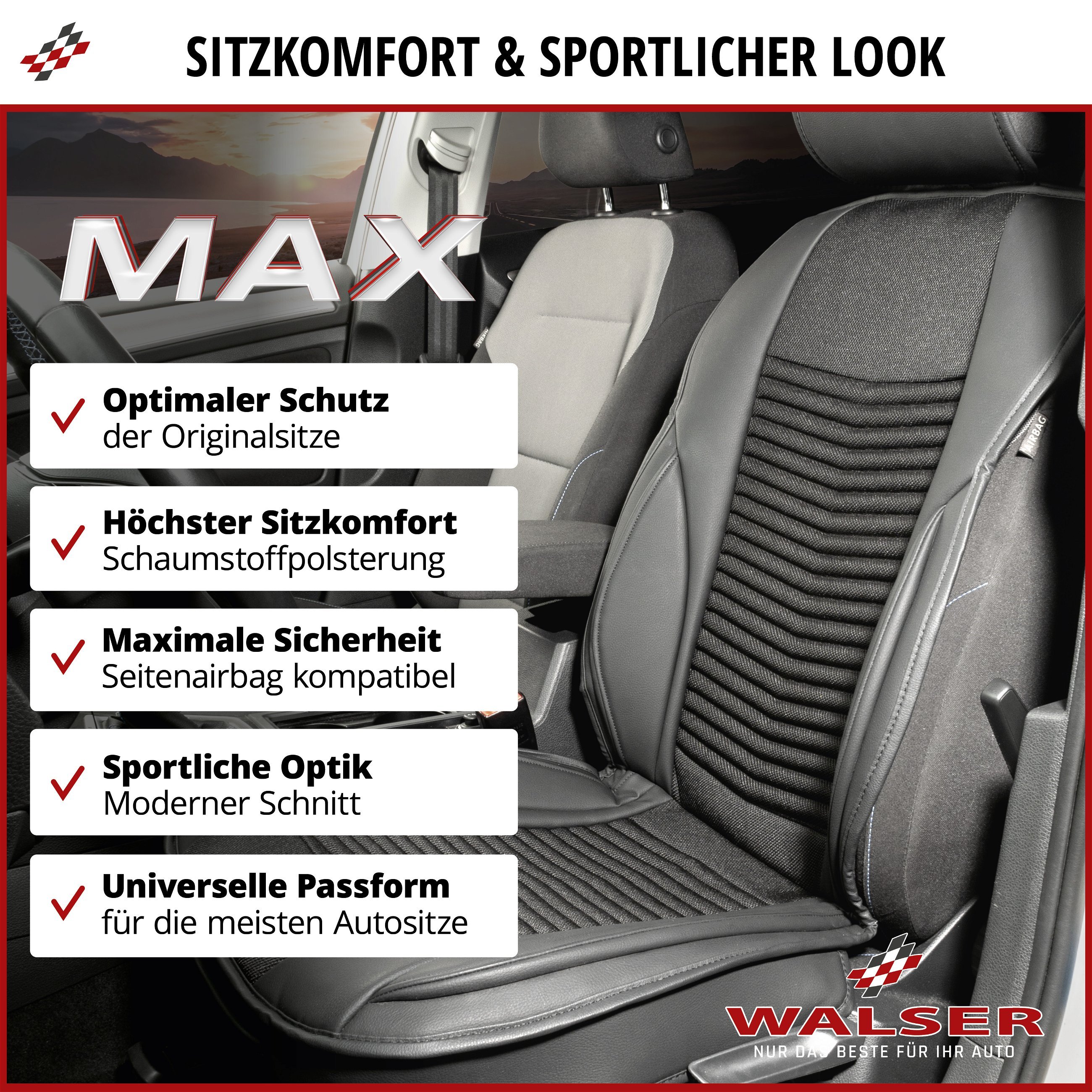 PKW Sitzauflage Max, Auto-Sitzaufleger schwarz | PKW Sitzauflage Max,  Auto-Sitzaufleger schwarz | Sitzauflagen | Sitzbezüge und Sitzauflagen für  PKWs | Autositzbezüge & Auflagen | Walser Online Shop