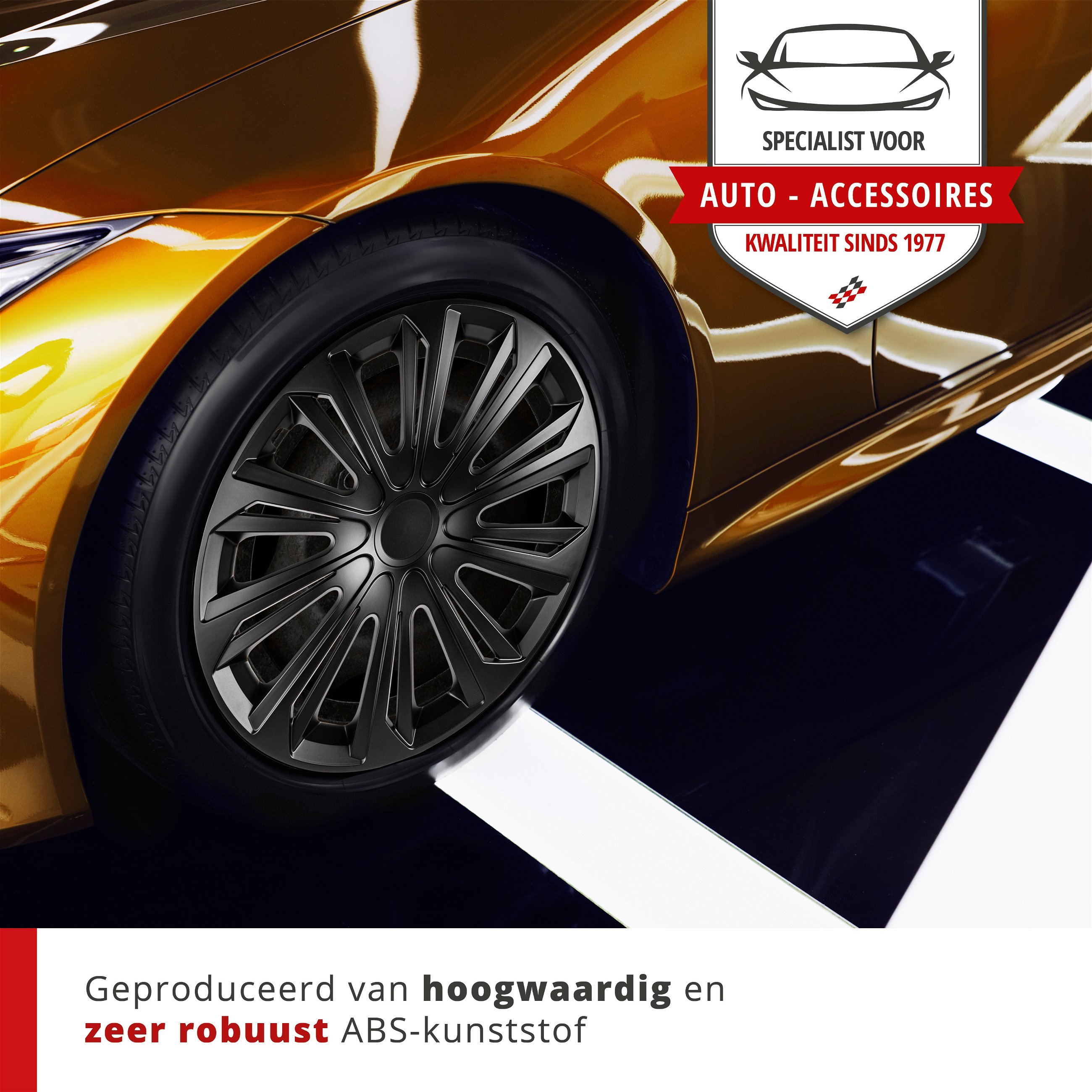 Wieldoppen Racer 16 inch, set van 4 zwart