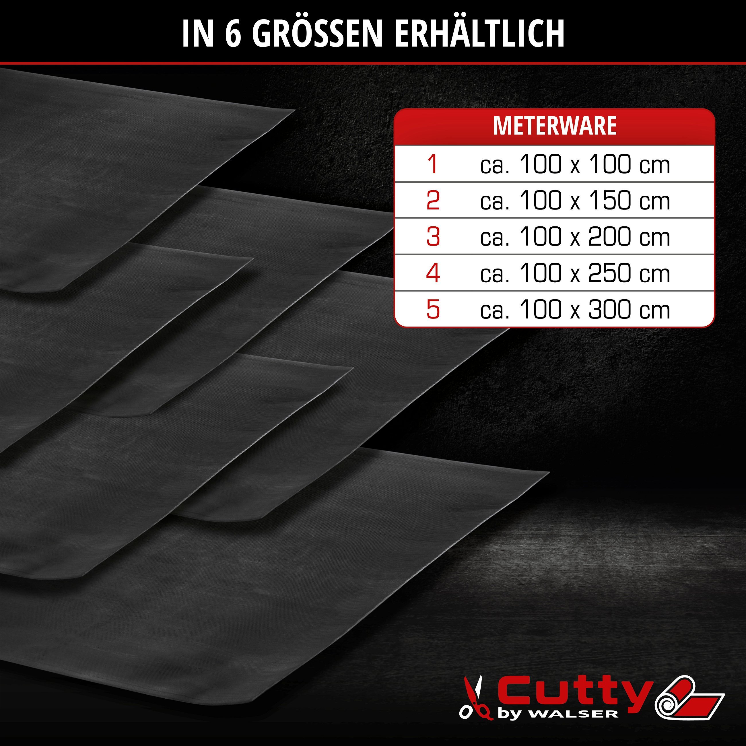 Gummimatte Saturn, zuschneidbare Meterware feinripp 100x250 cm schwarz
