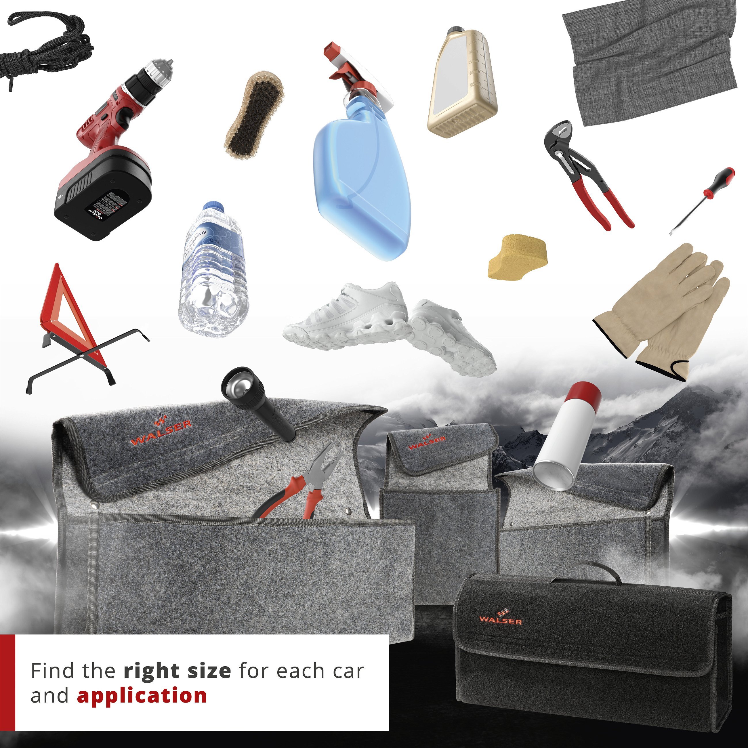 Car boot bag Toolbag size XXL, car storage bag black 57x16x21cm
