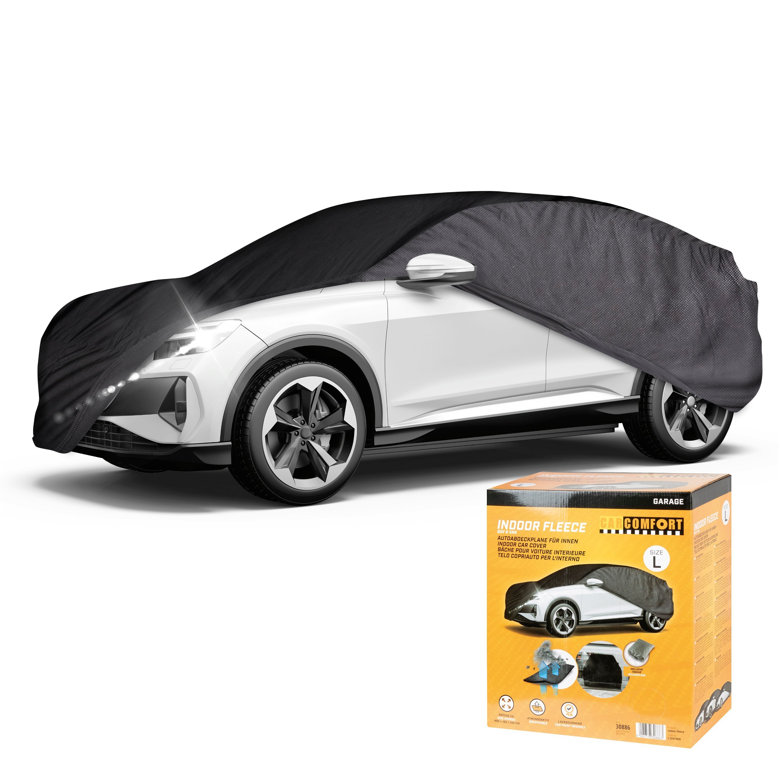 Car tarpaulin Indoor Fleece SUV size L grey/black