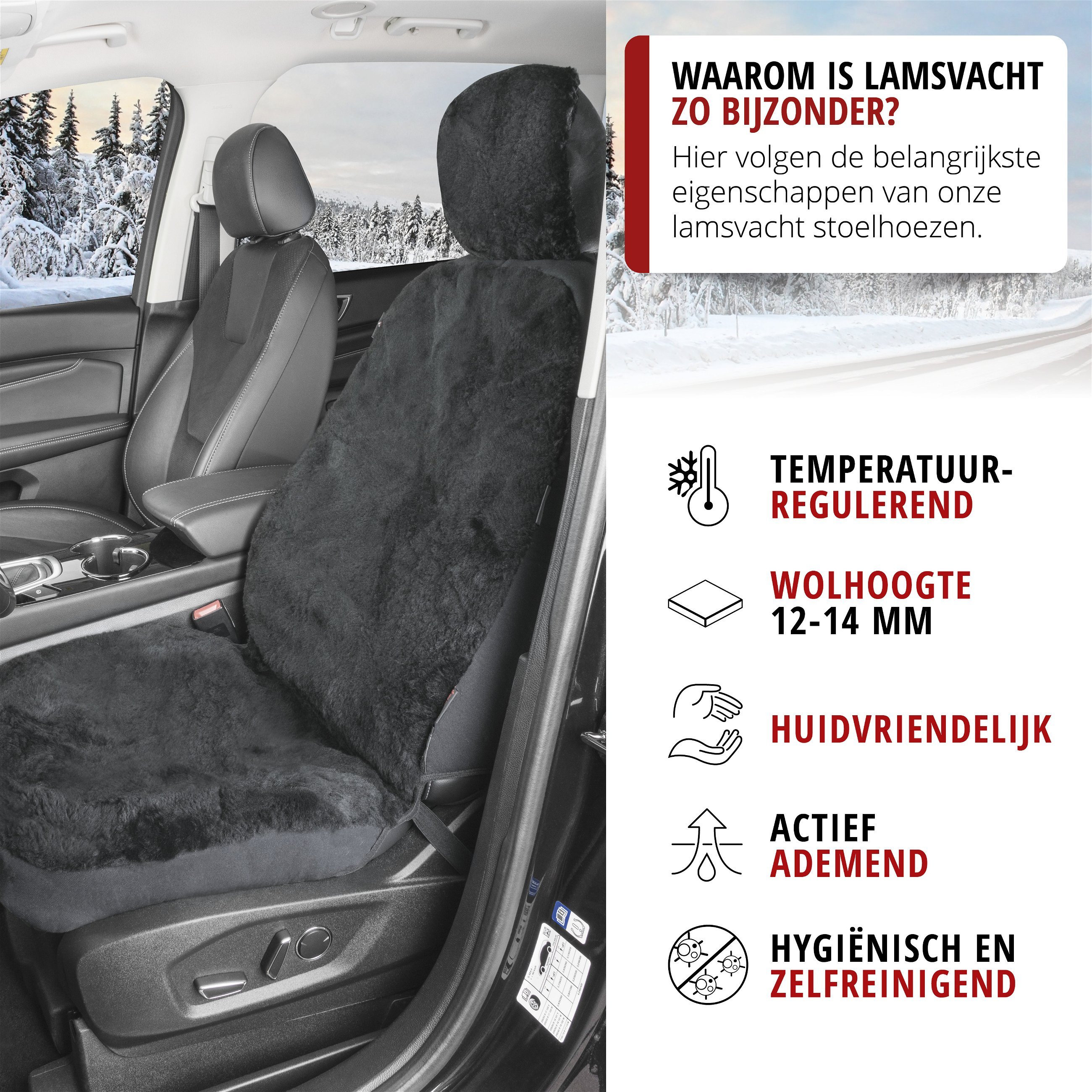 Autostoelhoes Lamsvel Iva zwart