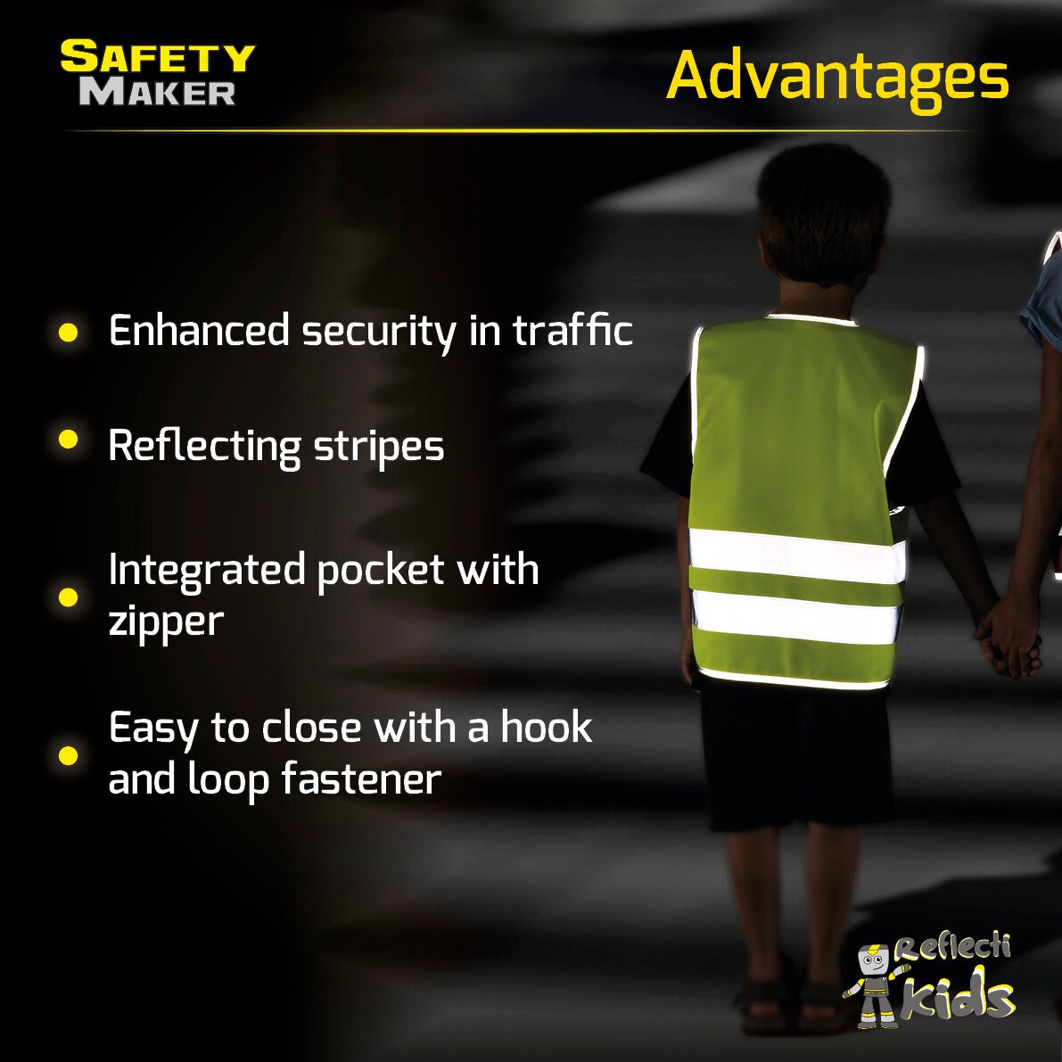 Safety vest 7-14 years yellow