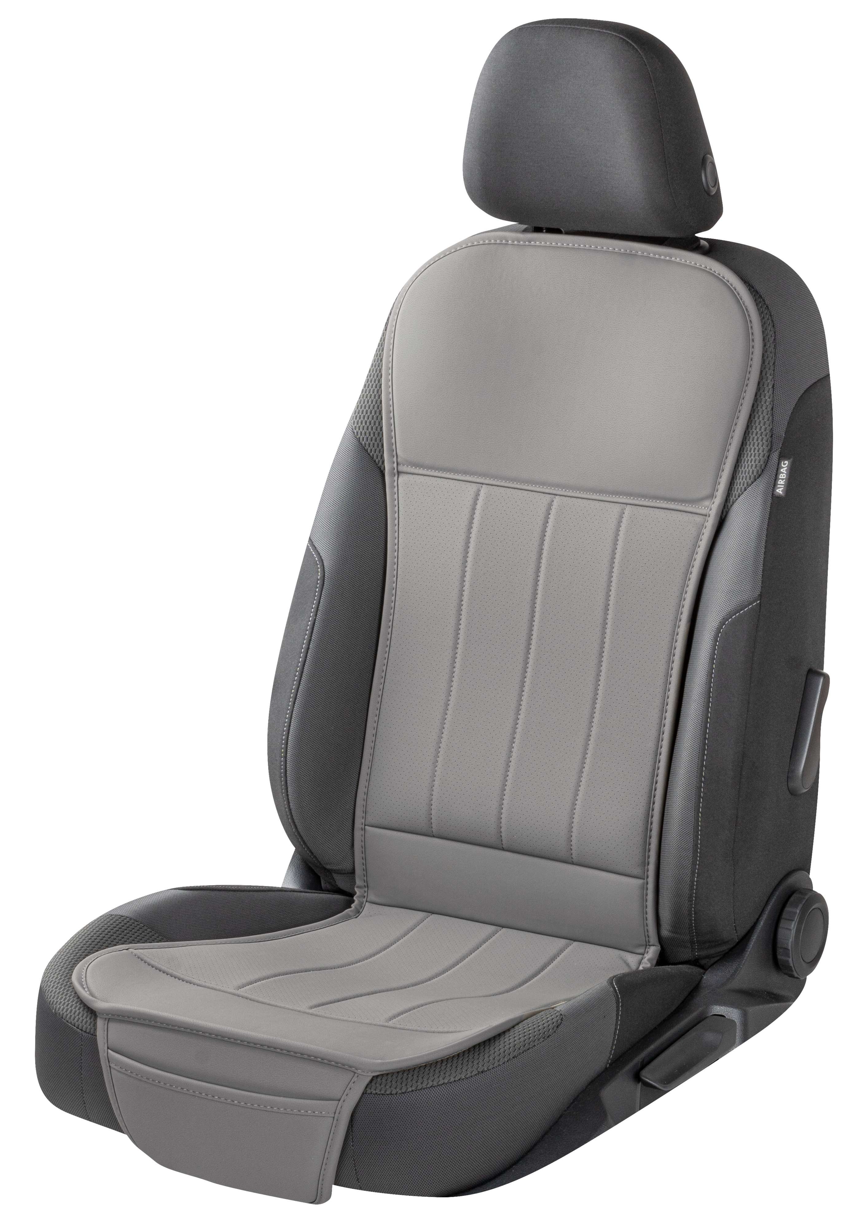 Autostoelhoes Lewis, universele stoelhoes en beschermmat in grijs, stoelbeschermer voor auto's en vrachtwagens
