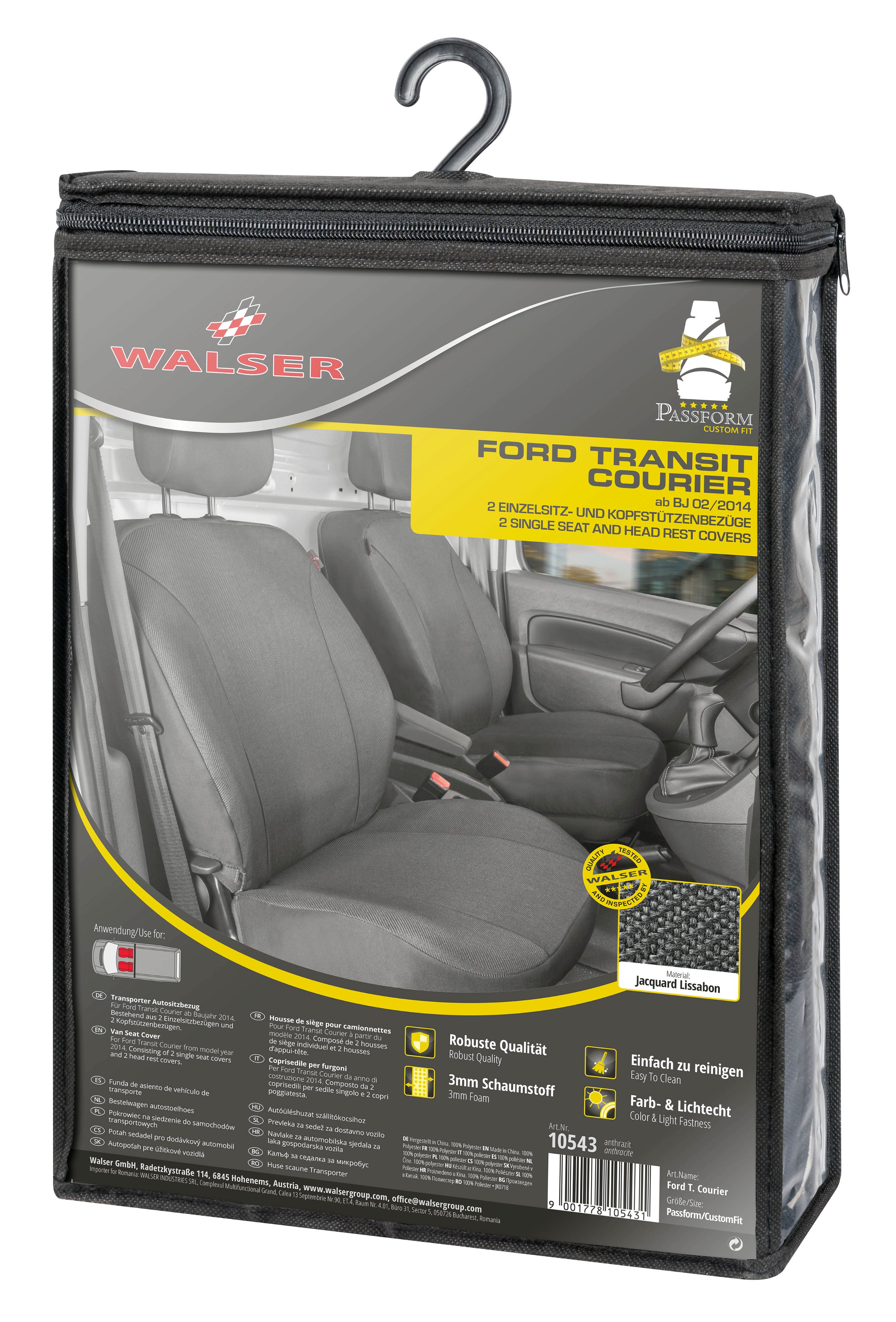 Transporter Coprisedili in tessuto per Ford Transit Courier 2, 2 posti singoli anteriori