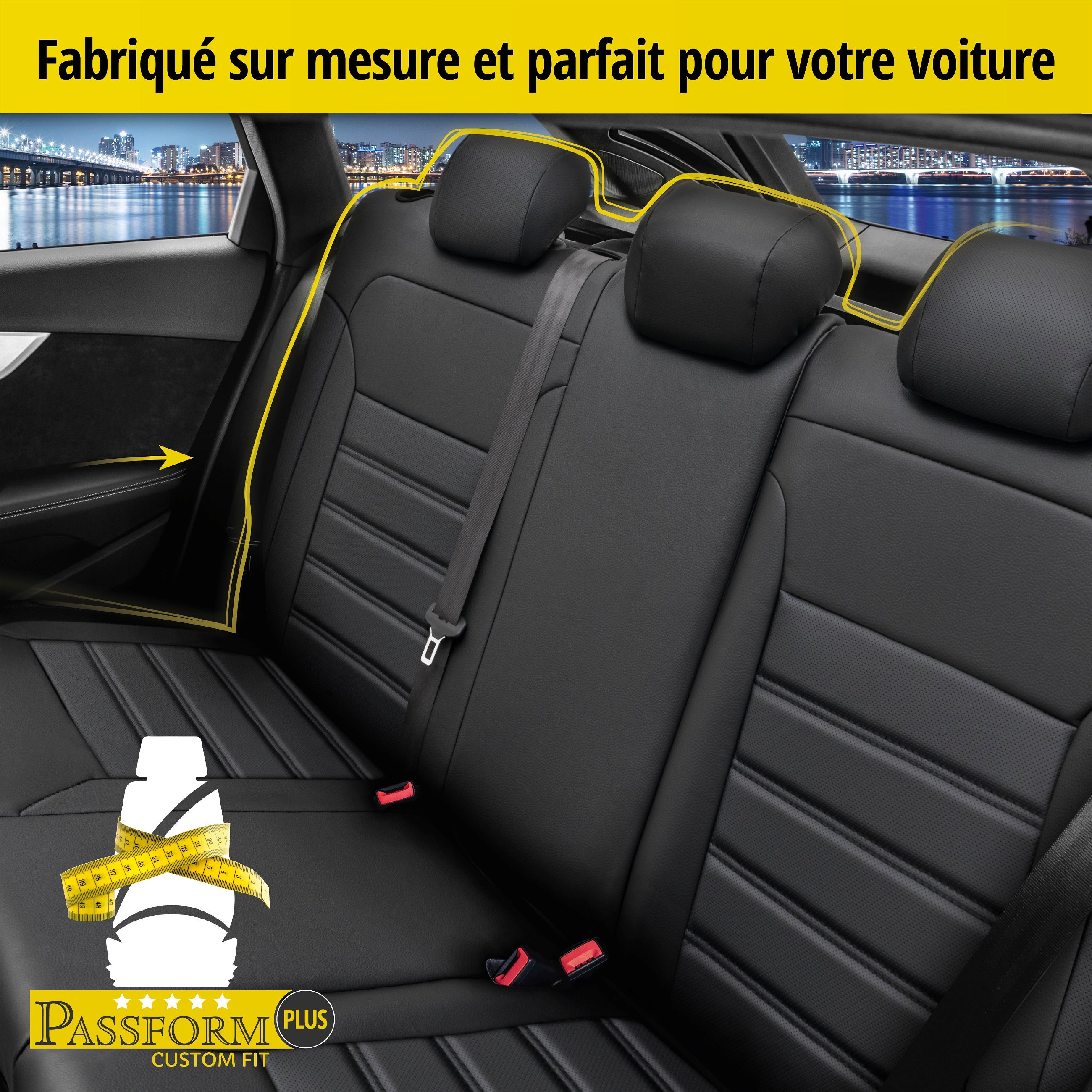 Housse de siège Robusto pour Toyota Yaris (P9) 01/2005-12/2014, 1 housse de siège arrière pour sièges normaux