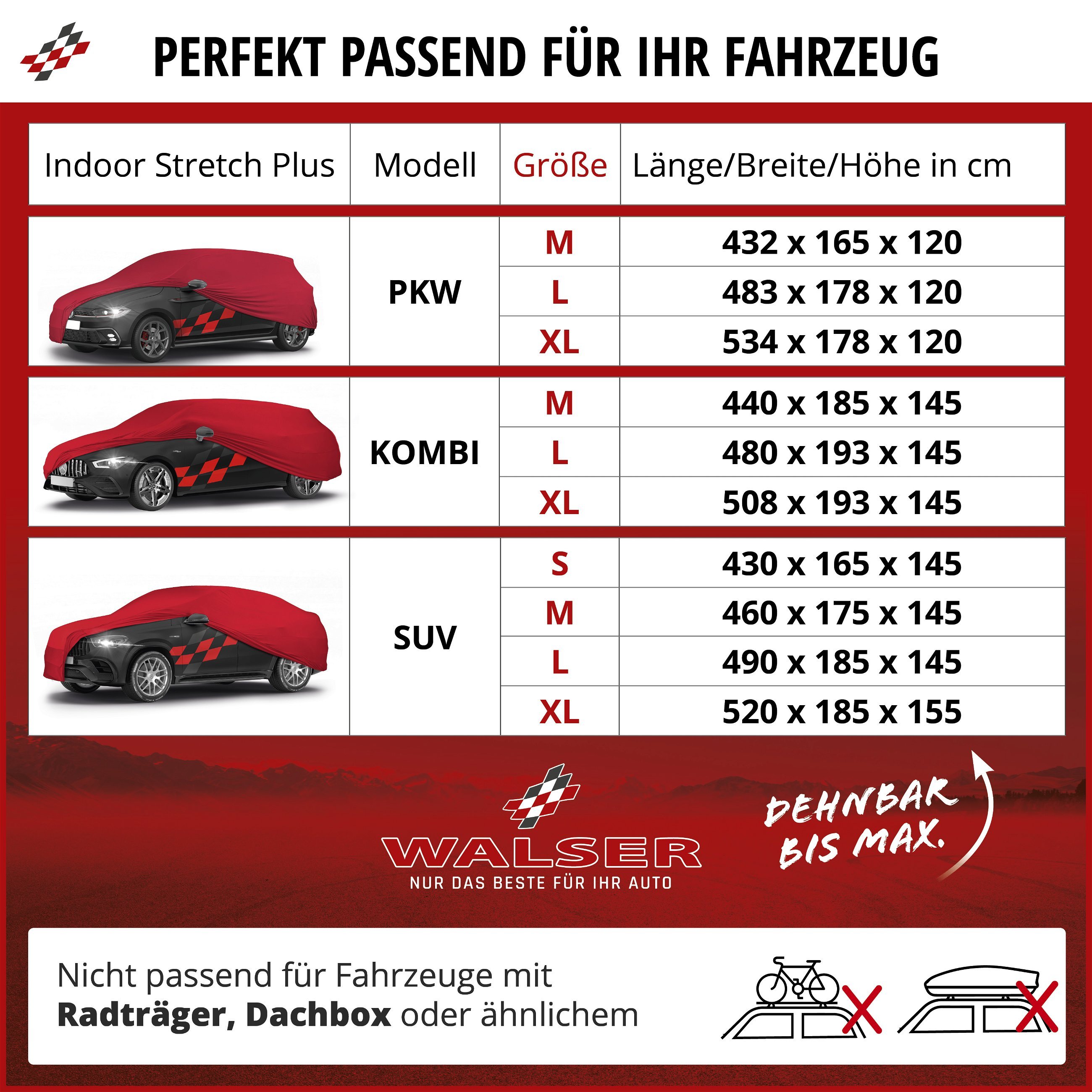 Autoplane Indoor Stretch Plus, PKW-Abdeckplane Größe M rot