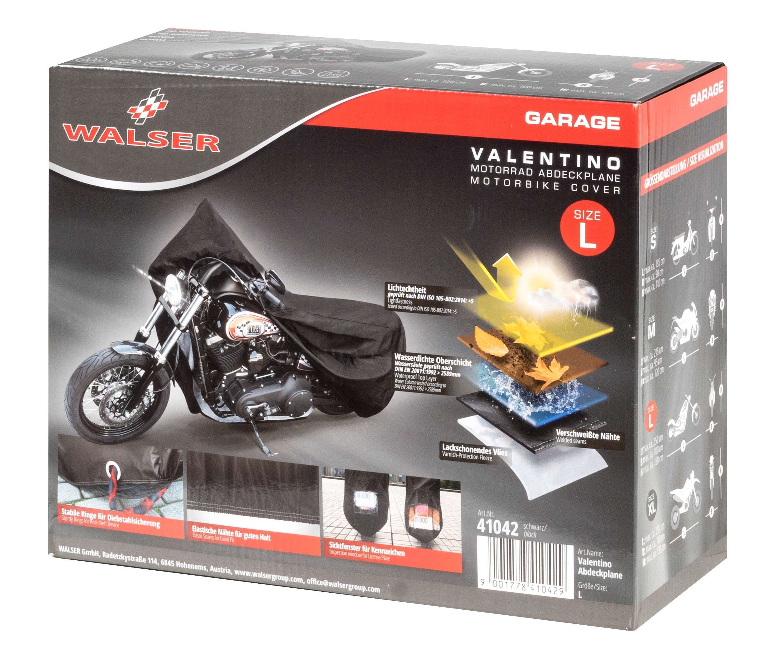 Motorrad Abdeckplane L, Motorrad Abdeckplane aus robustem PVC, Motorrad-Garage wasserdicht - 250x100x130 cm schwarz