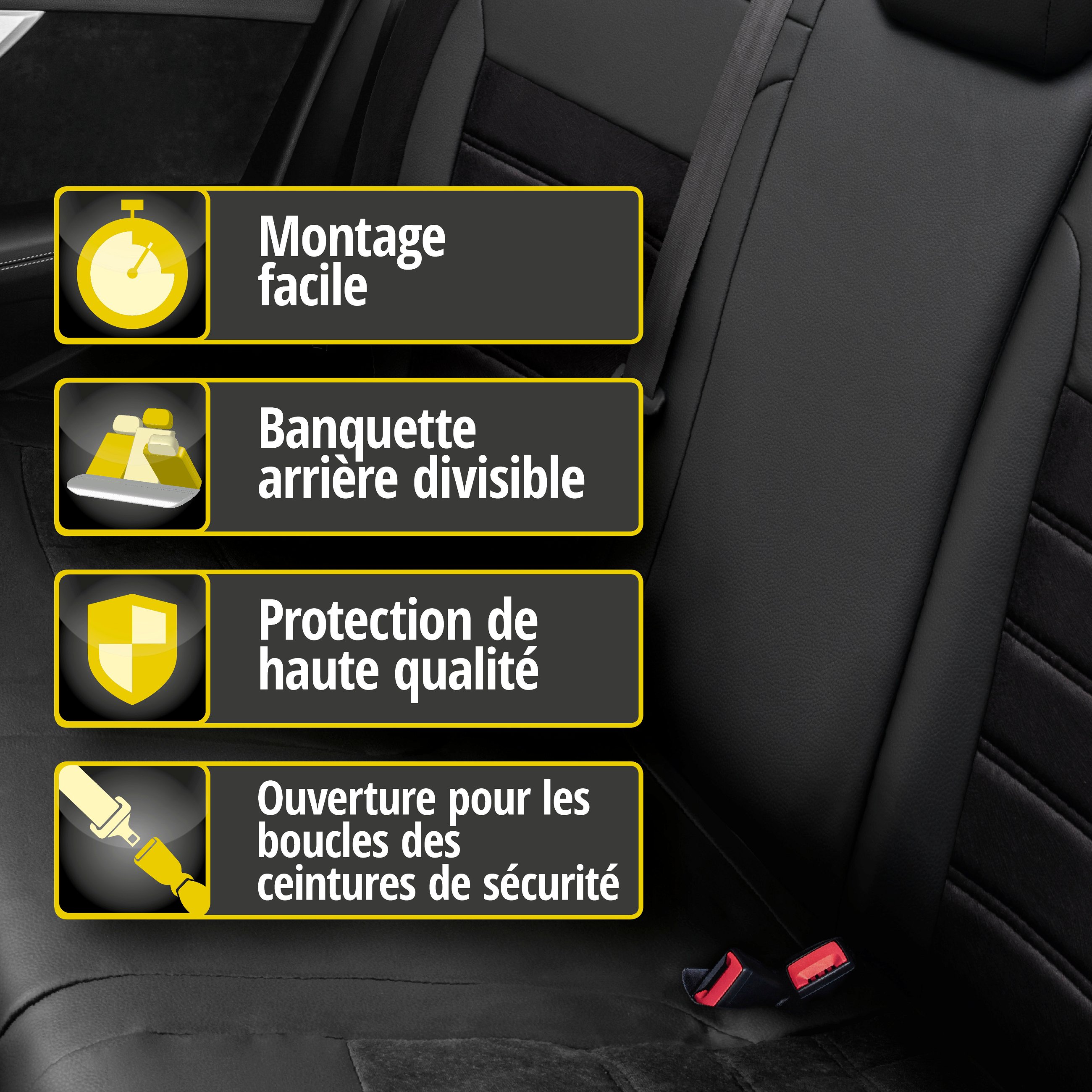 Housse de siège Bari pour Audi A6 Avant (4G5, 4GD, C7) 05/2011-09/2018, 1 housse de siège arrière pour les sièges normaux