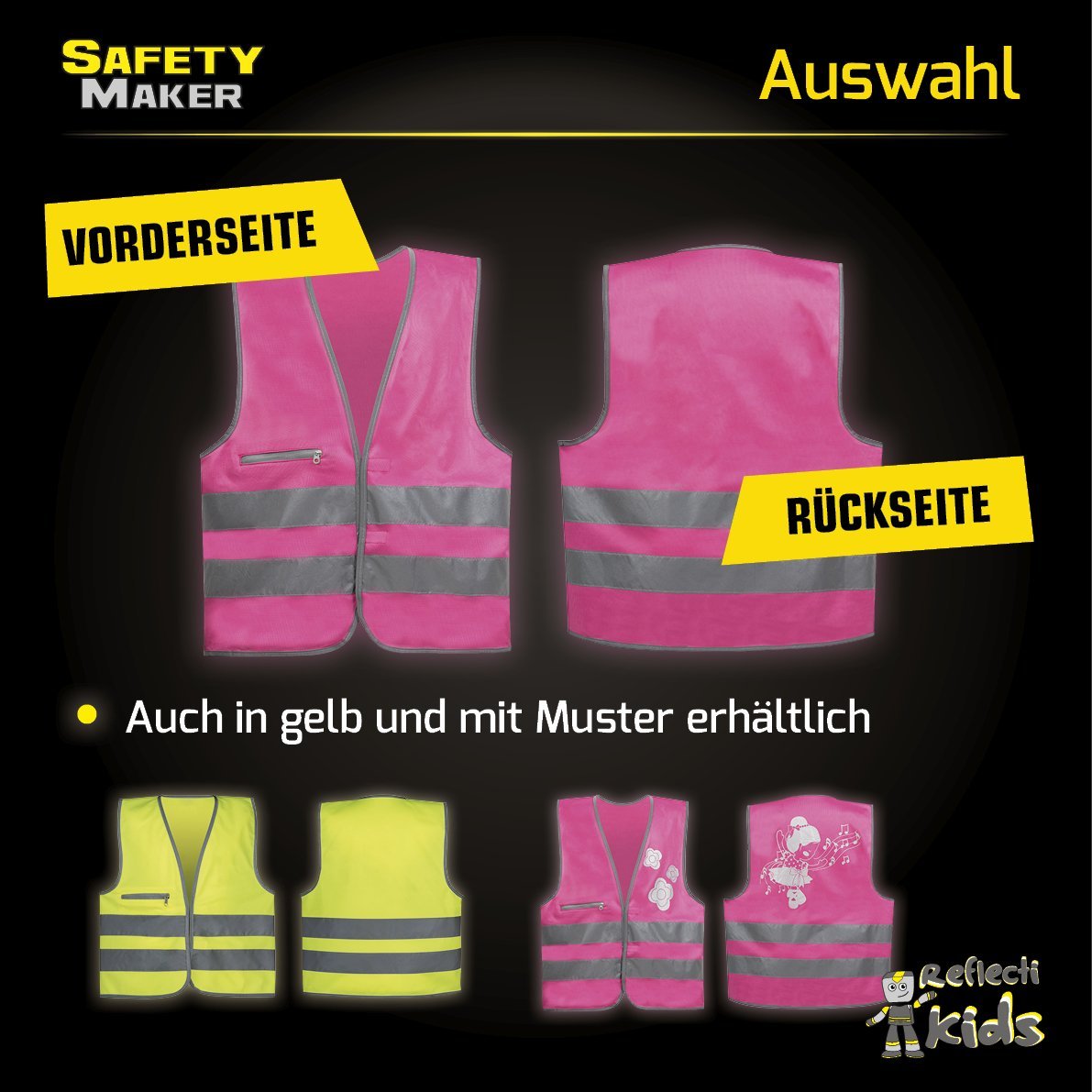 Sicherheitsweste 3-6 Jahre pink, Kinder, Bekleidung