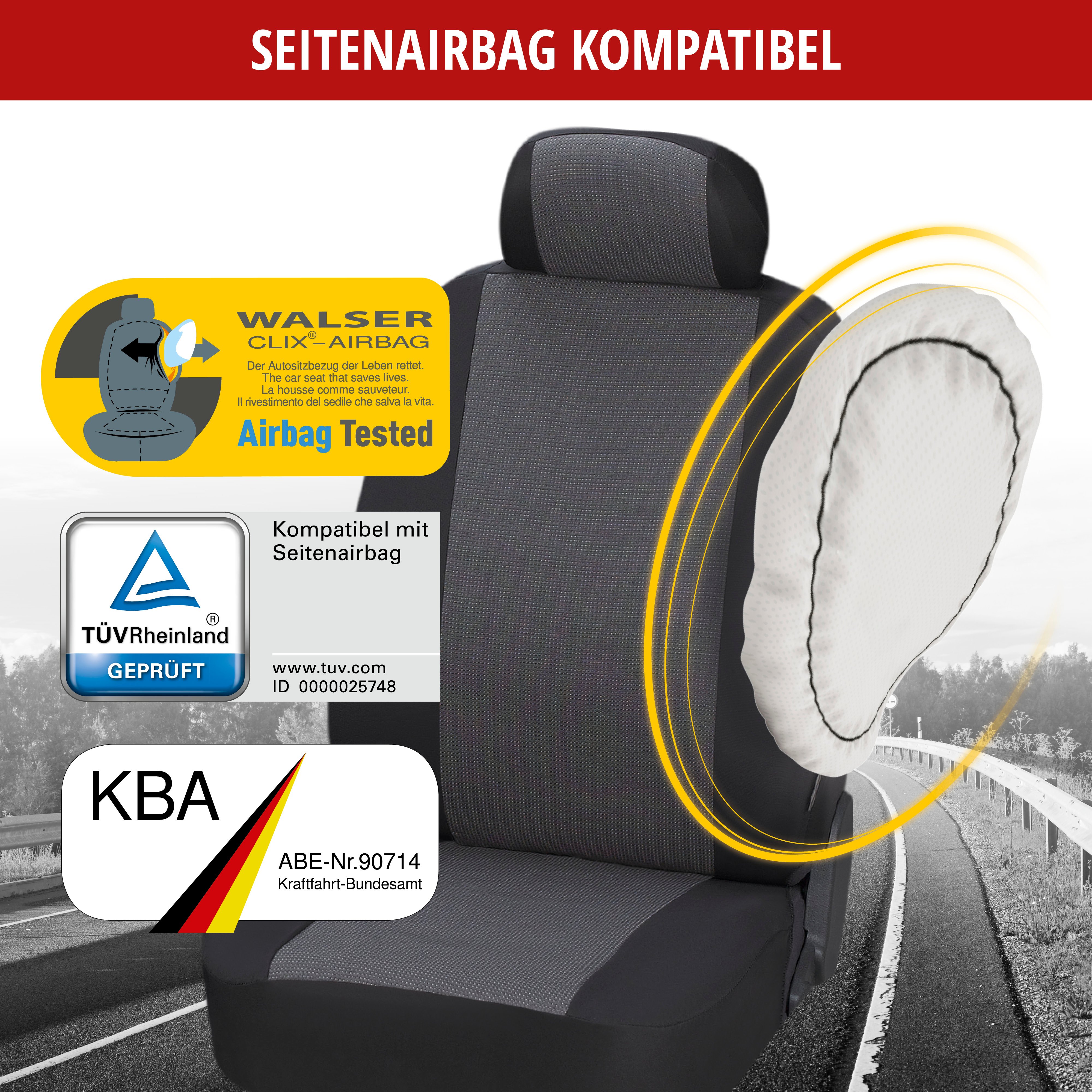 Autositzbezug Pineto, PKW-Schonbezüge Komplettset schwarz/grau