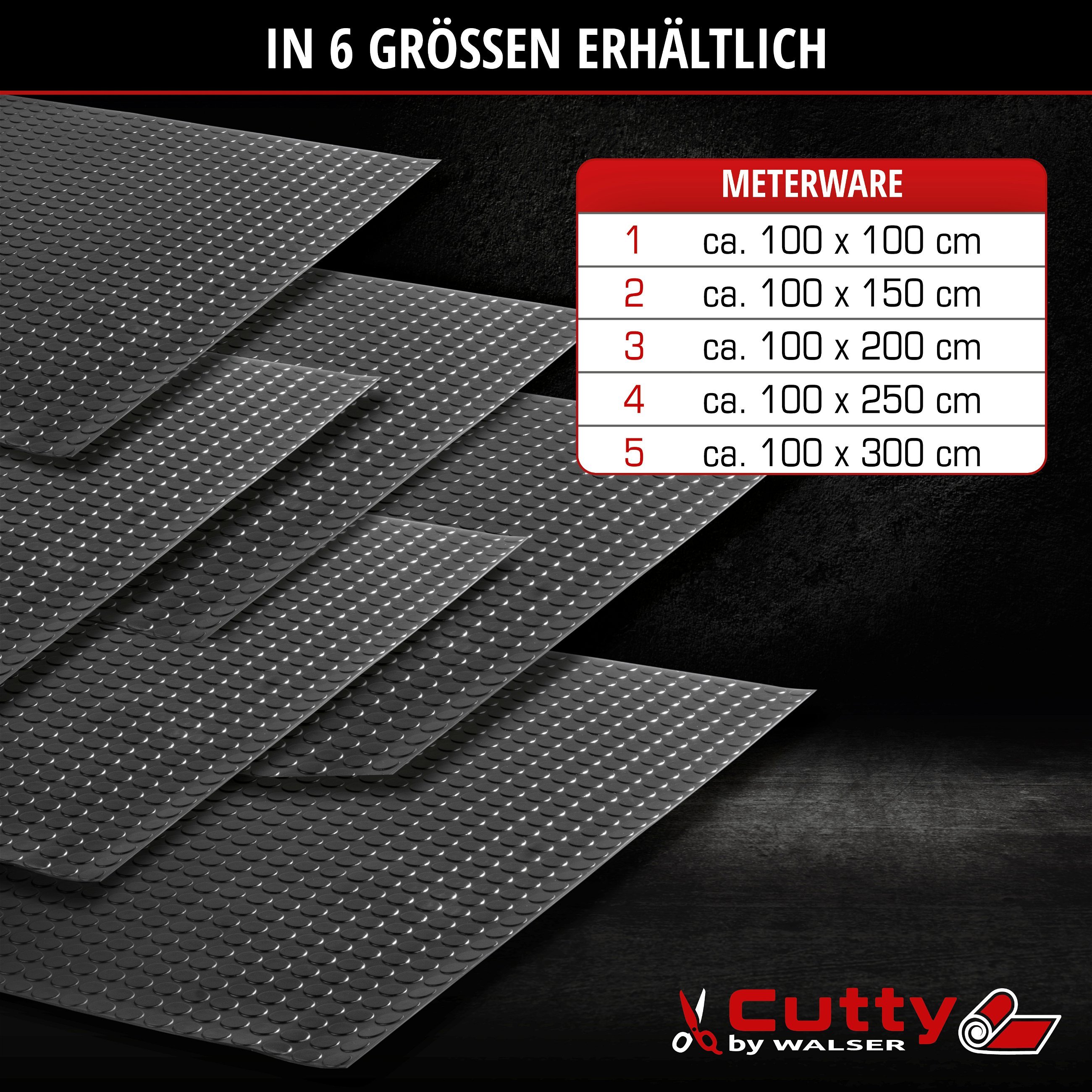 Gummimatte Coin, zuschneidbare Meterware 100x250 cm schwarz