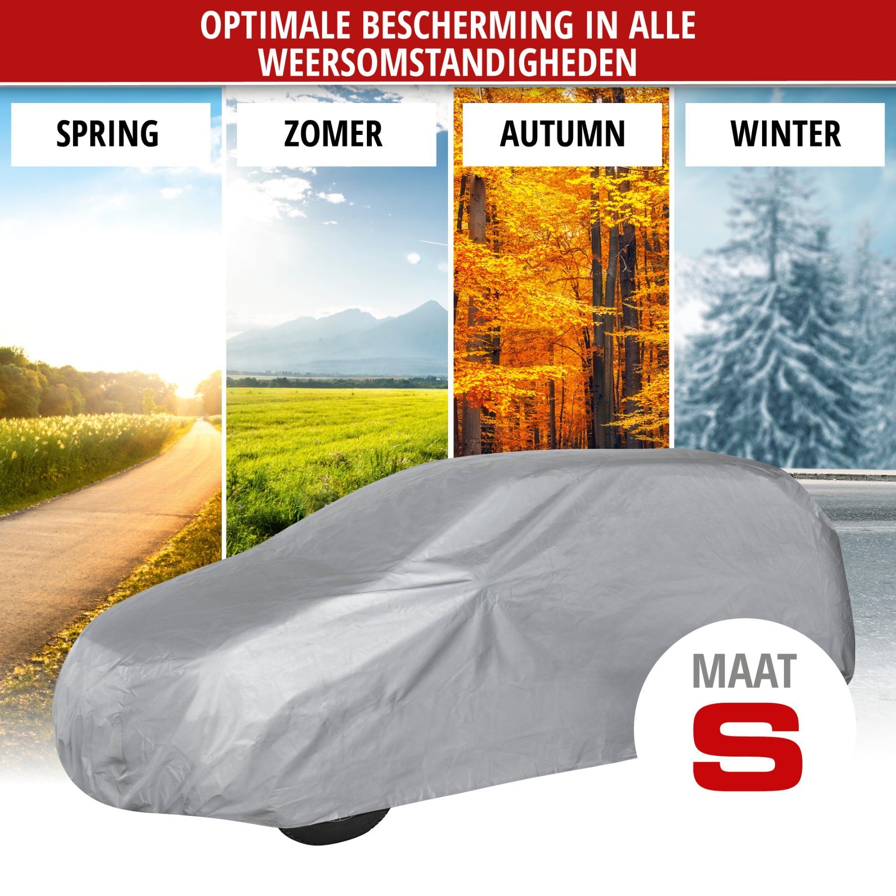 Autoafdekking AllWeather SUV maat S lichtgrijs, waterdichte autohoes, stofdicht met UV-bescherming, verstevigde gordelsluiting