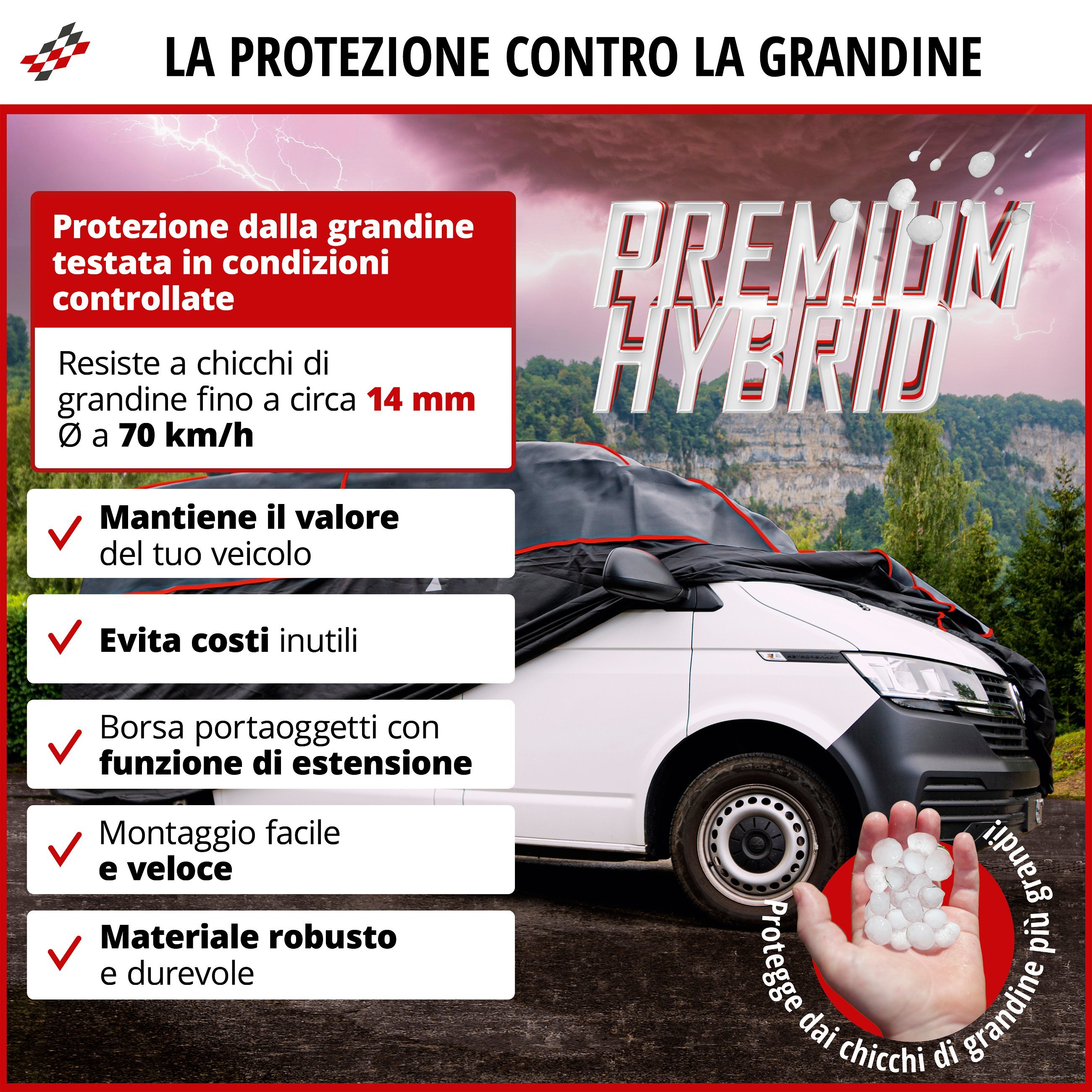 Telo Autobus antigrandine Premium Hybrid misura M